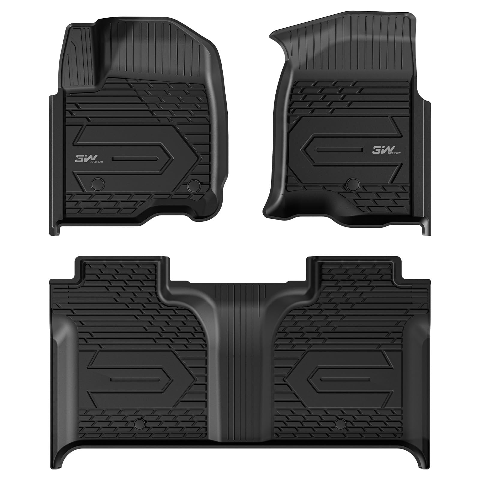 3W Floor Mats Fit For 2019-2024 2025 Chevy Silverado/Gmc Sierra Denali 1500 & 2020-2024 2025 Gmc Sierra 2500/3500 Hd Crew Cab Tp