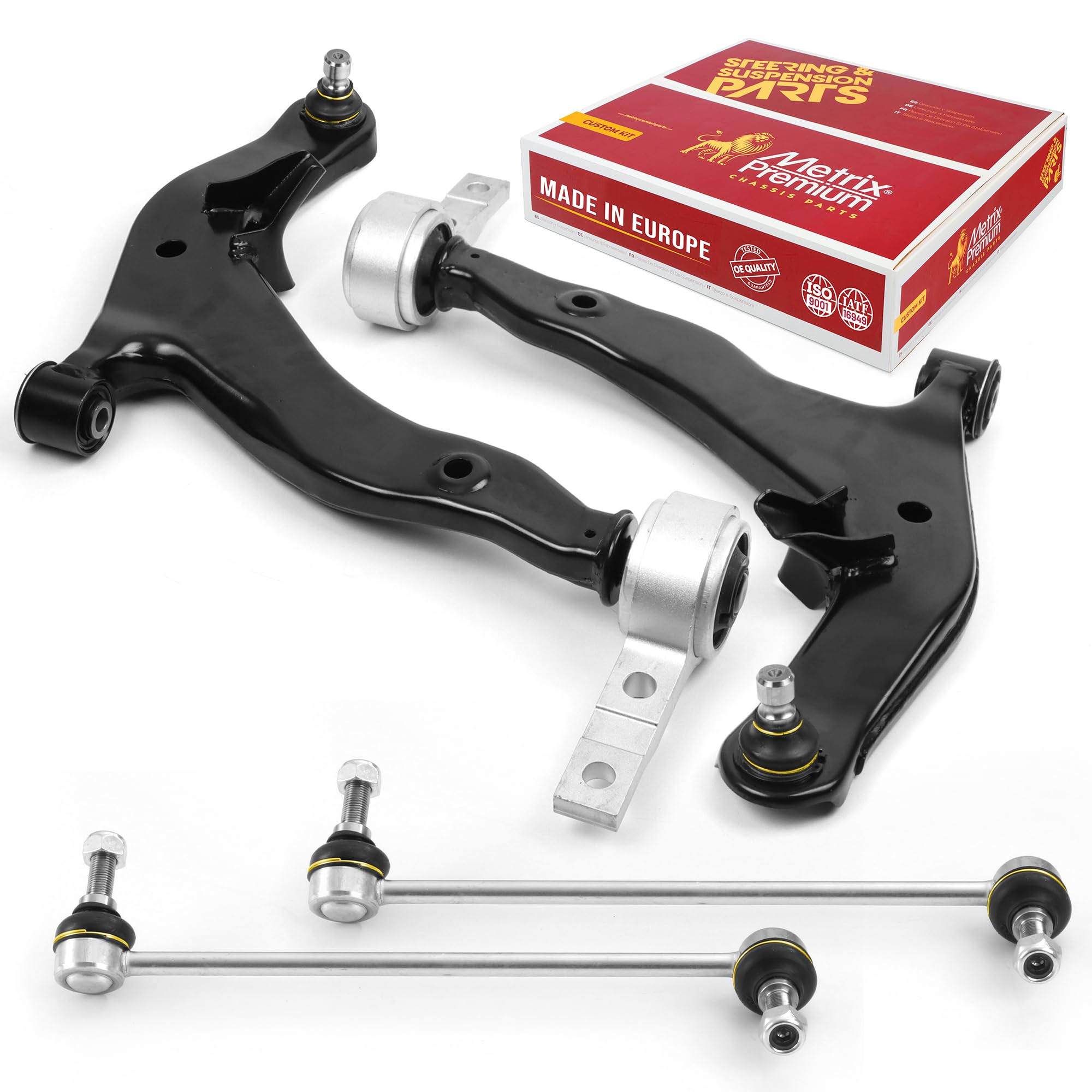 Metrix Premium Chassis Parts - 4 Pc Front Lower Control Arm & Front Sway Bar Stabilizer End Link Kit Fits 08 Nissan Murano (Mexi
