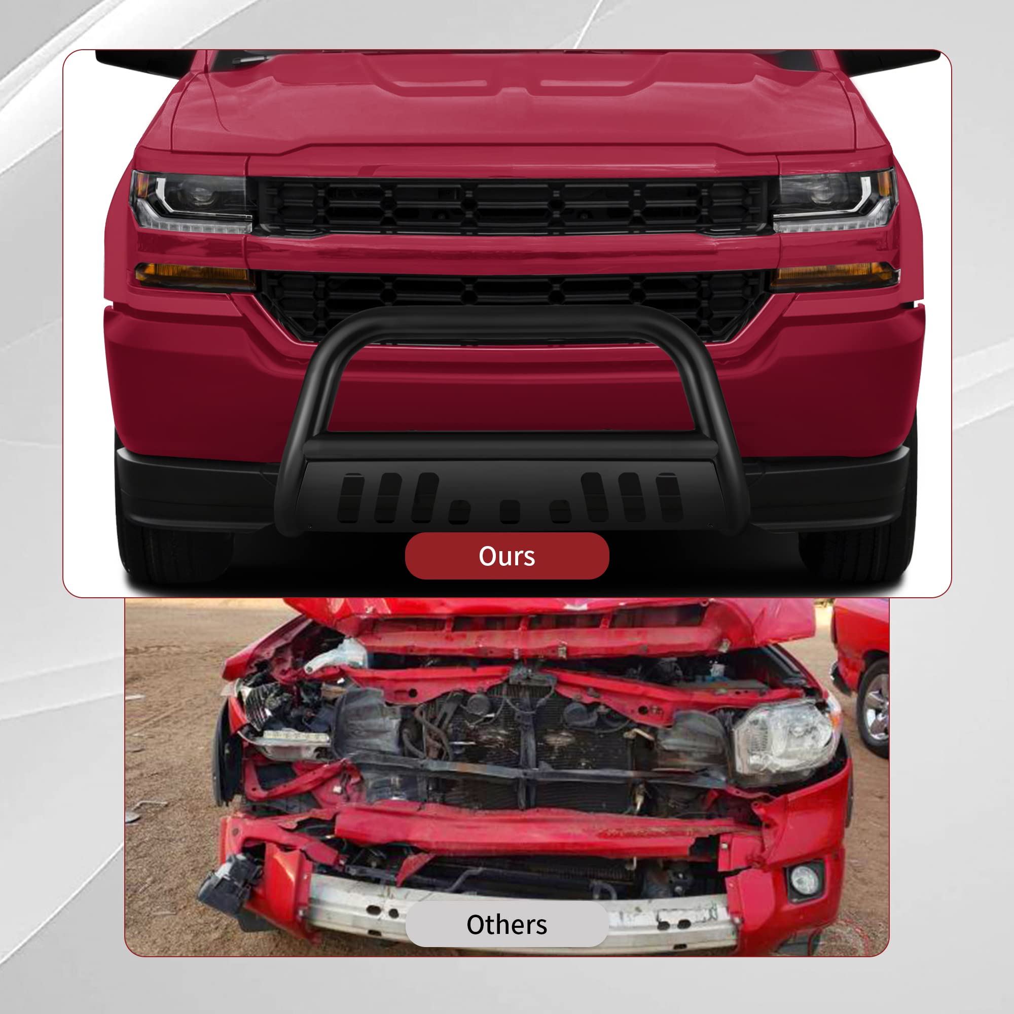 AUTOSAVER88 Bull Bar Compatible for 07-18 Chevy Silverado 1500/ GMC Sierra 1500/19 Chevy Silverado LD /07-20 Chevy Suburban/GMC