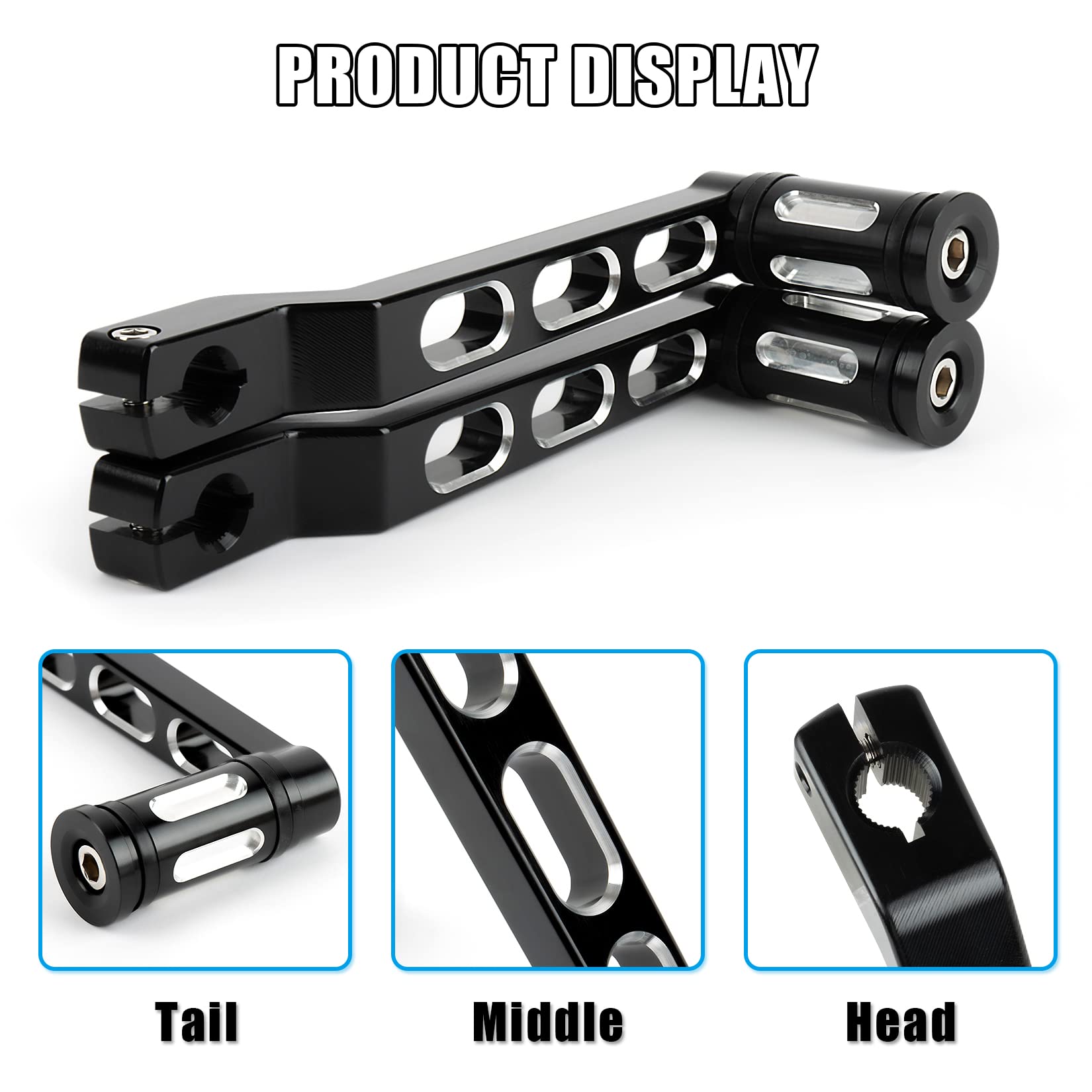 Aluminum Motorcycle Shift Lever, PSLER Heel Toe Shifter Gear Shift Pedal Lever Arms with Shifter Peg for FL Softail, Tri Glide T
