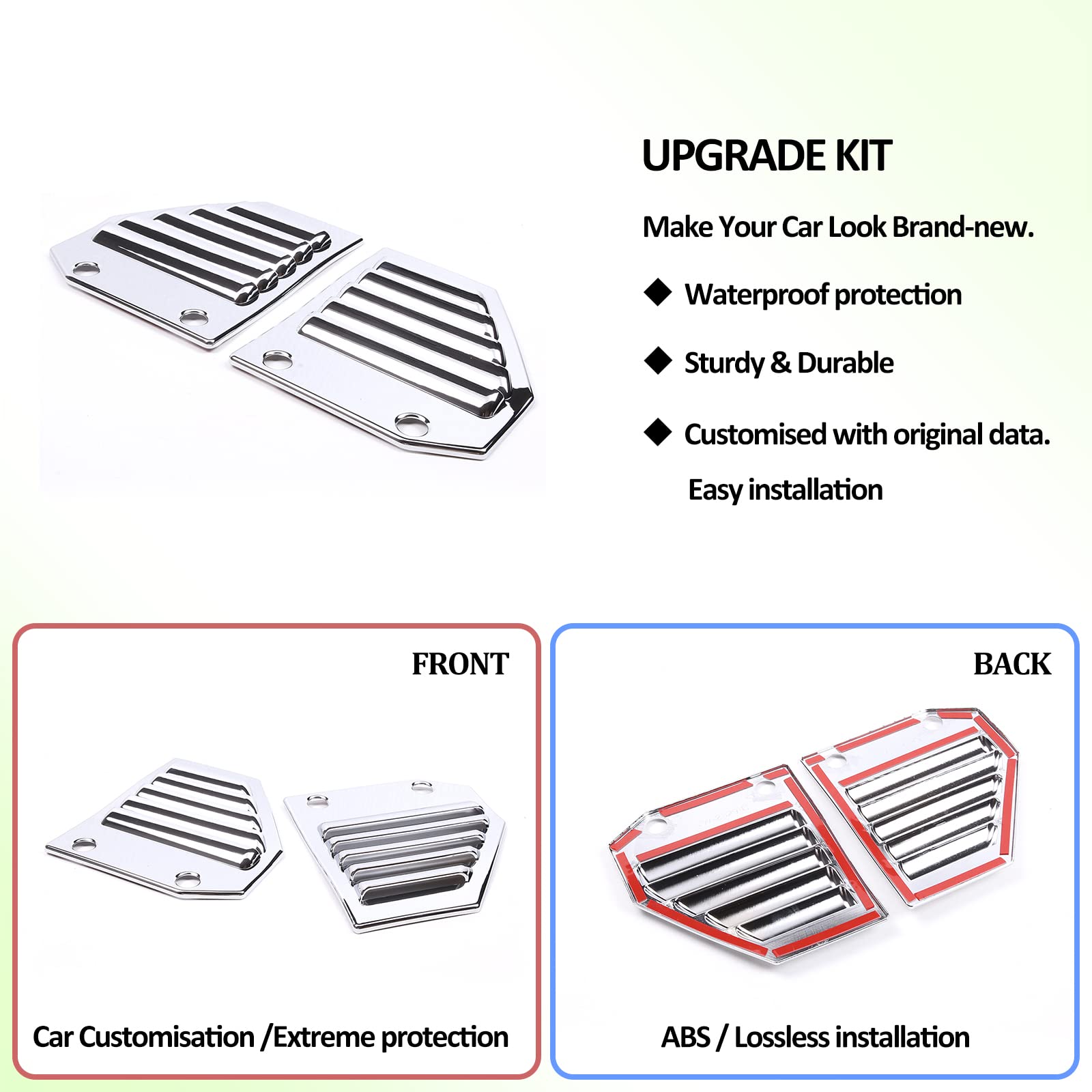 Qiosreui Hood Side Air Vent Trim Covers Fit For Hummer H2 2003-2009, Engine Side Air Vent Grilles Cover, Car Exterior Hood Side Air Vent Trim Cover (Sliver)