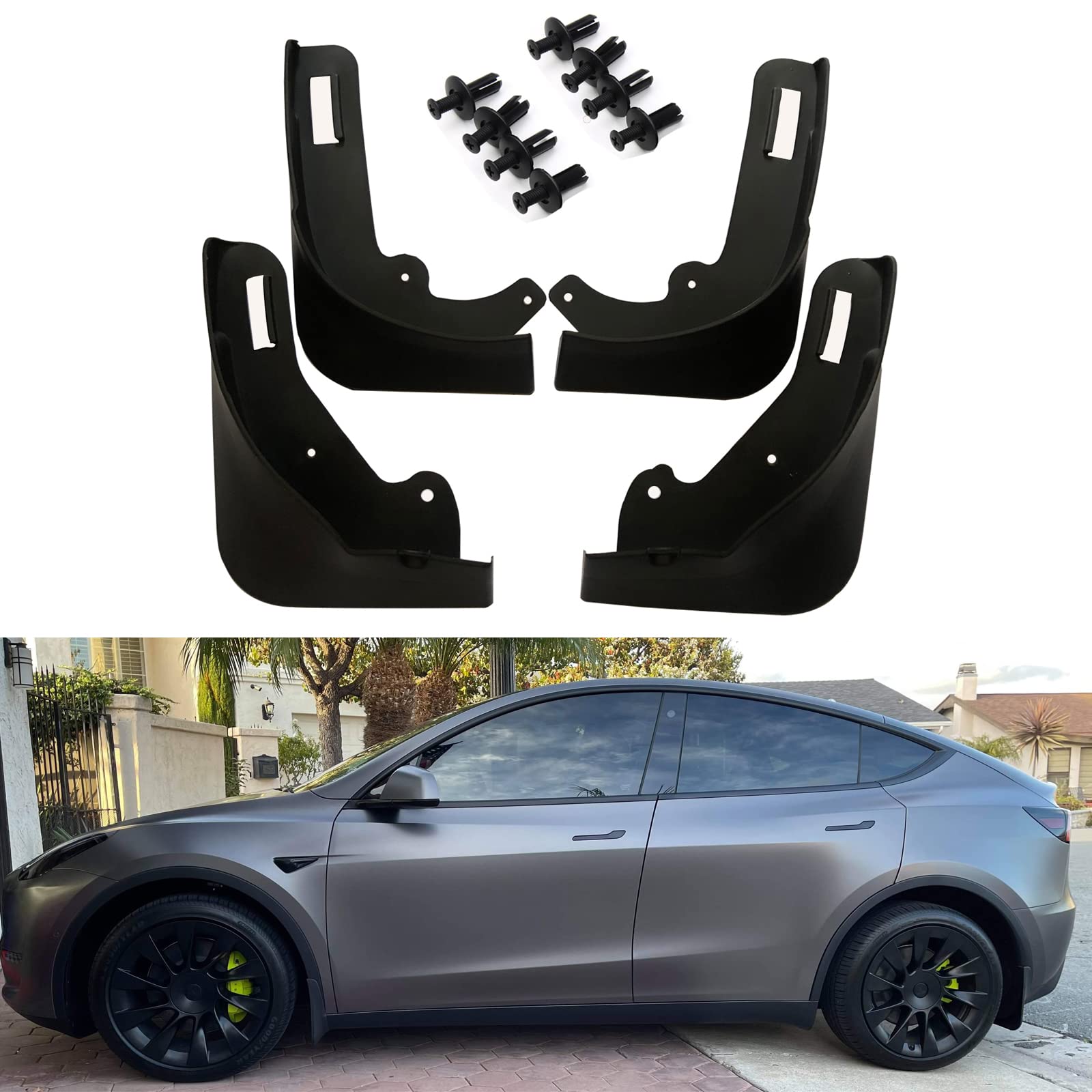 Nansure Car Mud Flaps Compatible With Tesla Model Y 2025 2024 2023 2022 2021 Splash Guards Mudguard Mudflaps Car Accessories, No Need To Drill Holes(Set Of 4)