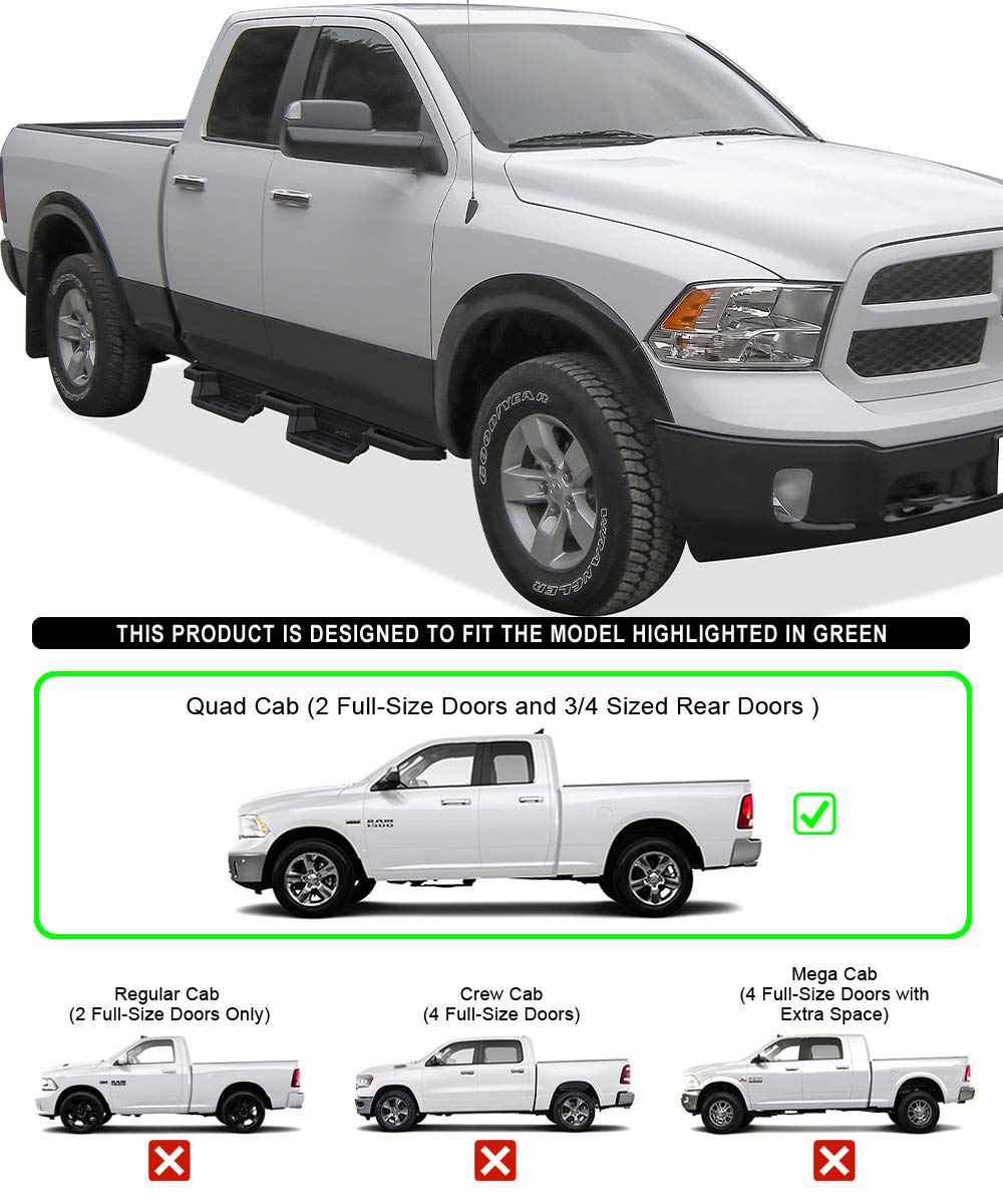 Aps Stainless Steel Pocket Steps Running Boards Side Bars Compatible With Dodge Ram 1500 2009-2018 Quad Cab