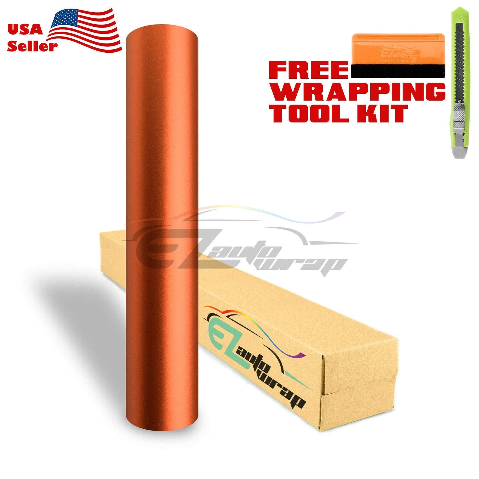 Free Tool Kit Satin Chrome Orange Car Vinyl Wrap Sticker Decal Sheet With Air Release Bubble Free Self Adhesive Peel And Stick - 12'X60' (1Ft X 5Ft)