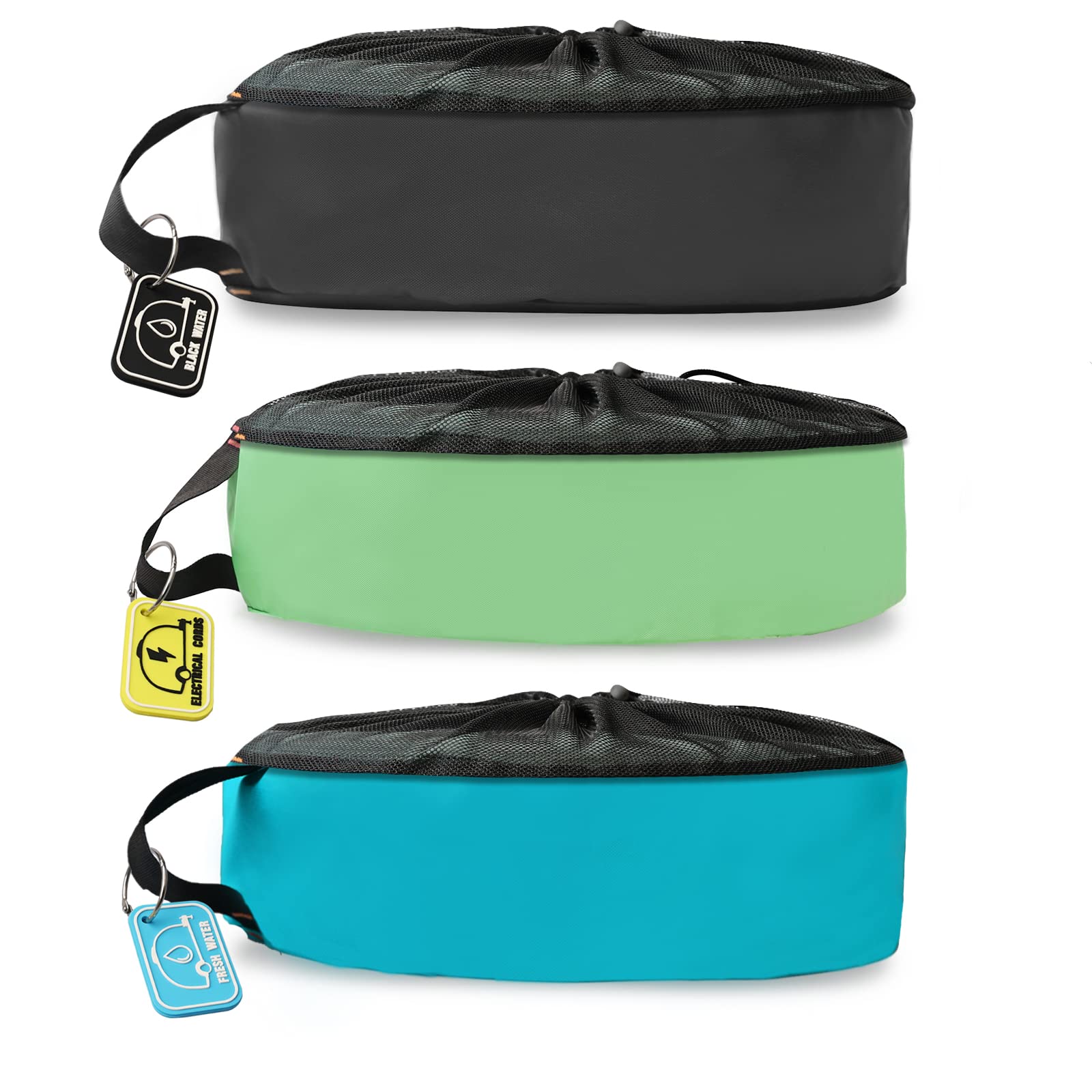 Rvmate Rv Hose Bags 3 Pack With Identification Tags, Waterproof Rv Storage Bags For Electrical Cords/Fresh Water Hoses/Sewer Hoses And Rv Accessories Storage And Organization