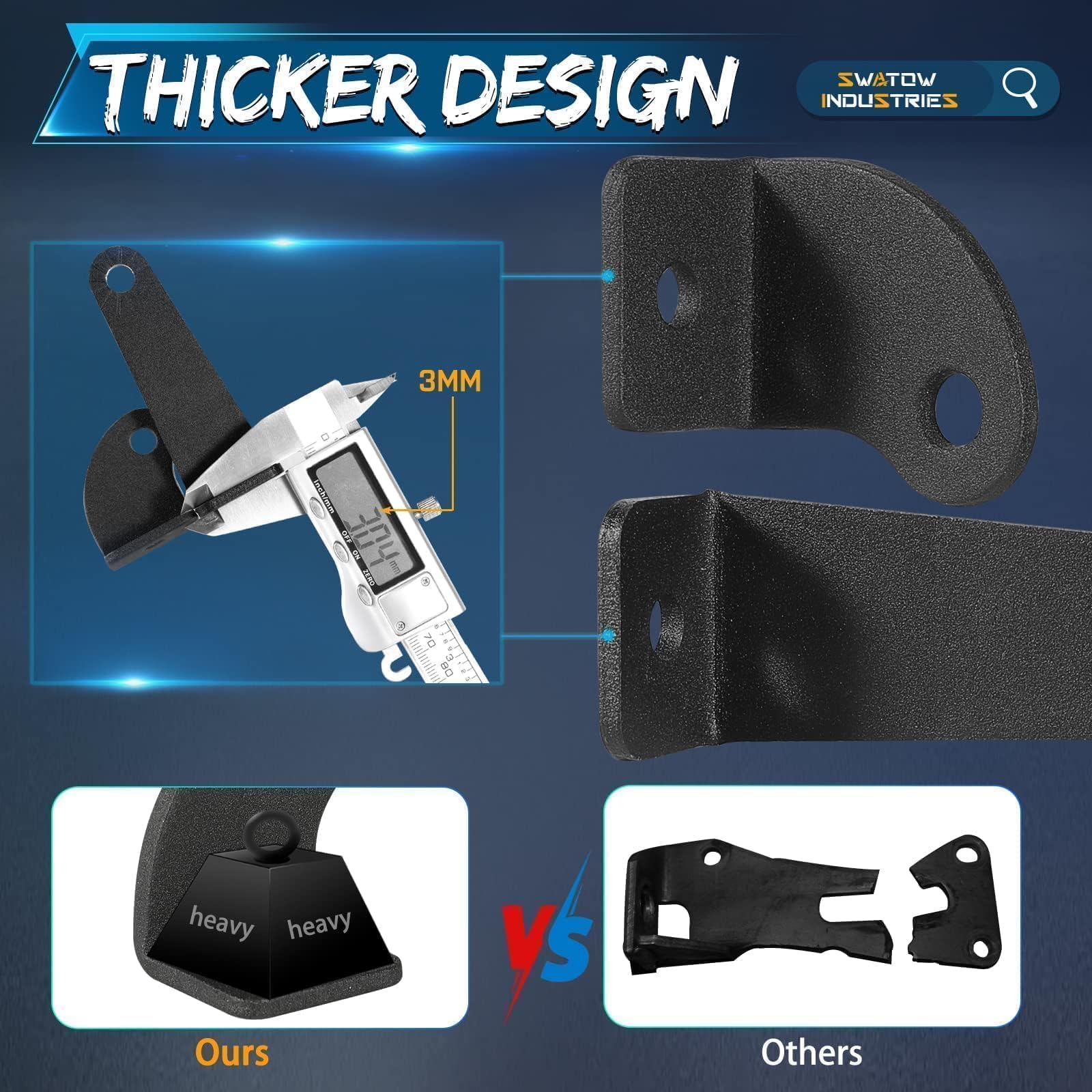 Swatow Industries 2 Pack Light Bar Mounting Brackets Single Row Light Bar Mounts Universal Side-Mounted Brackets Straight Or Curved Light Bar Brackets For Truck Jeep Utv Atv - 2 Years Warranty