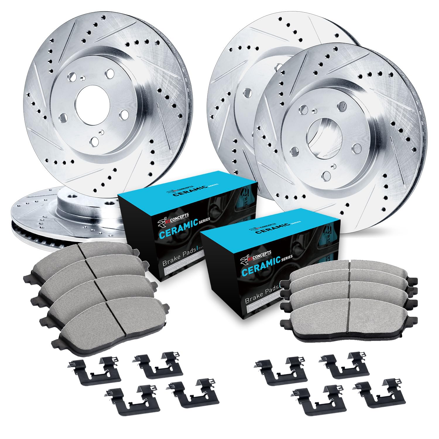 R1 Concepts Front Rear Brakes And Rotors Kit Front Rear Brake Pads Brake Rotors And Pads Ceramic Brake Pads And Rotors Hardware