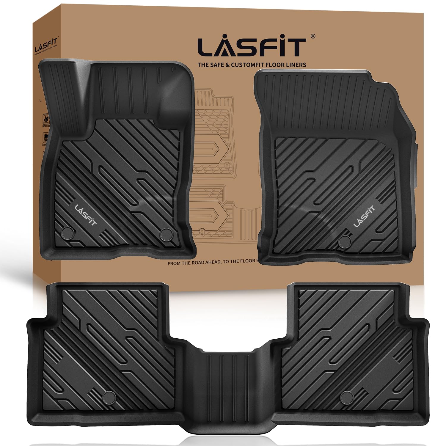 Lasfit Floor Mats For Ford Bronco Sport 2025 2024 2023 2022 2021 Carpeted Floor All Weather Protector Custom Fit Tpe Car Liners,