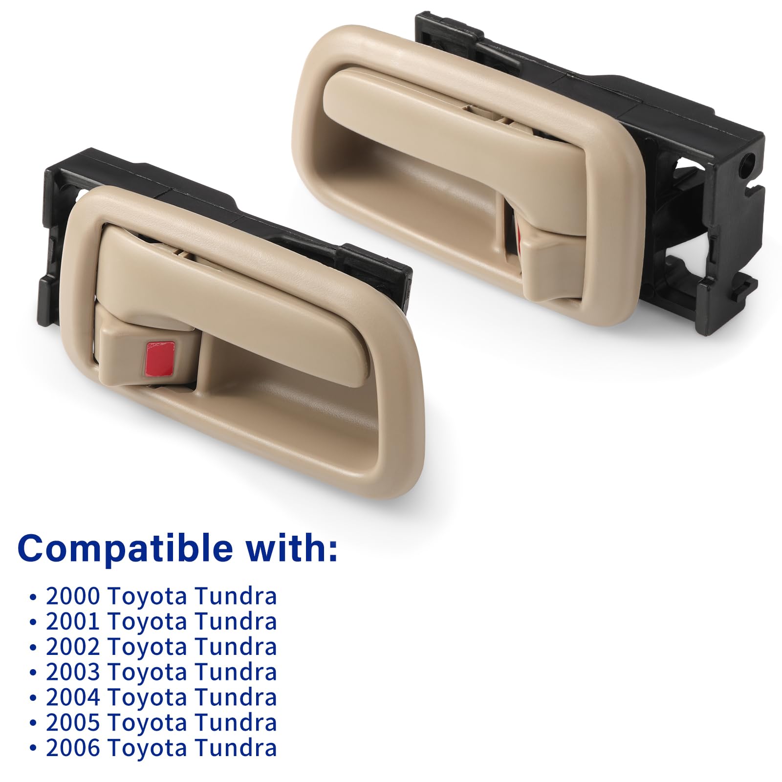 Lcyolada Interior Door Handles W/Bezel (Pair), Beige, Front Left Driver & Right Passenger for Toyota Tundra (Standard/Extended C