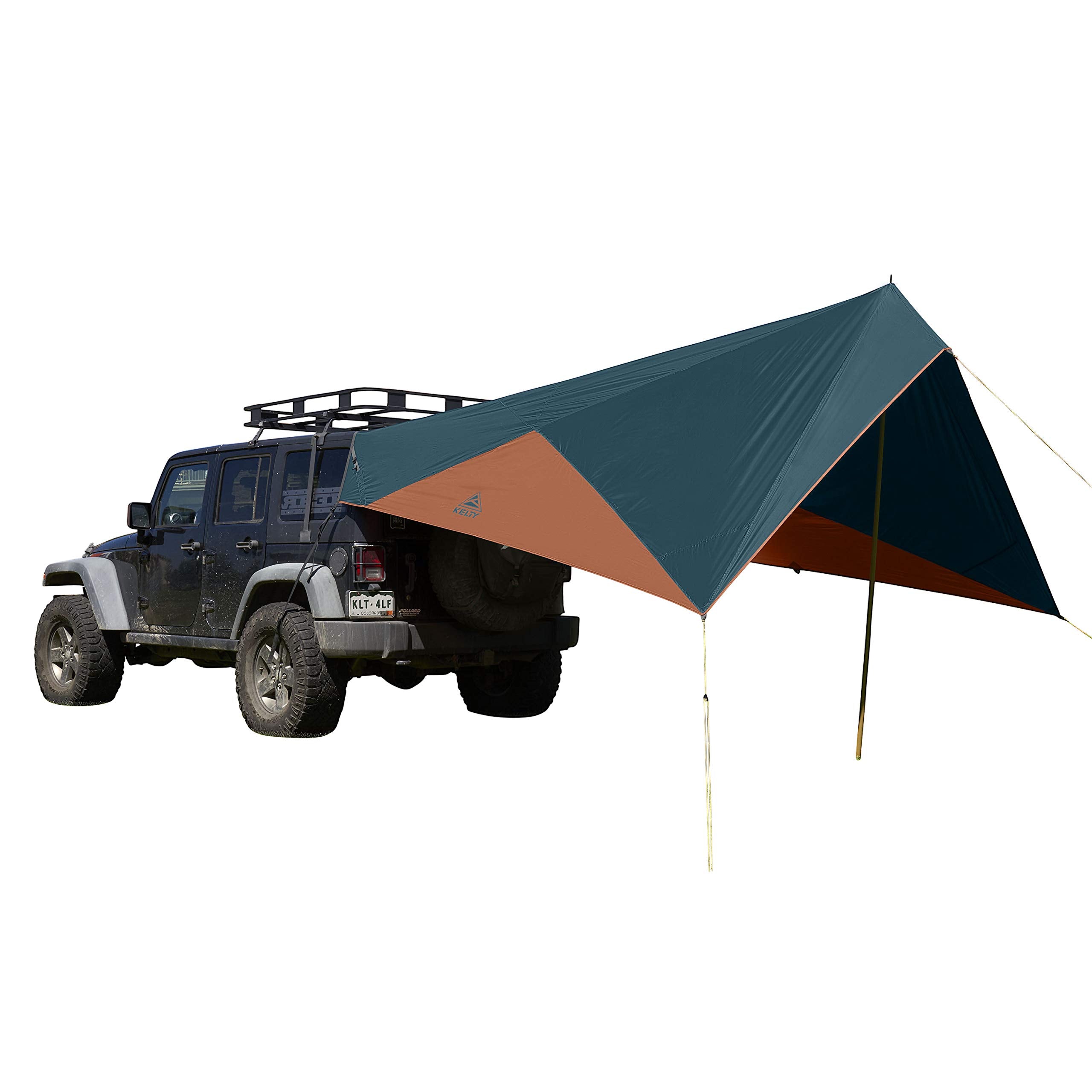 Kelty Waypoint Tarp, Reflecting Pond/Gingerbread, Semi-Universal Vehicle Mounting System, Enhanced Protection From The Elements, Single-Pole Design, Shark-Mouth Carry Bag For Easy Transport, & More