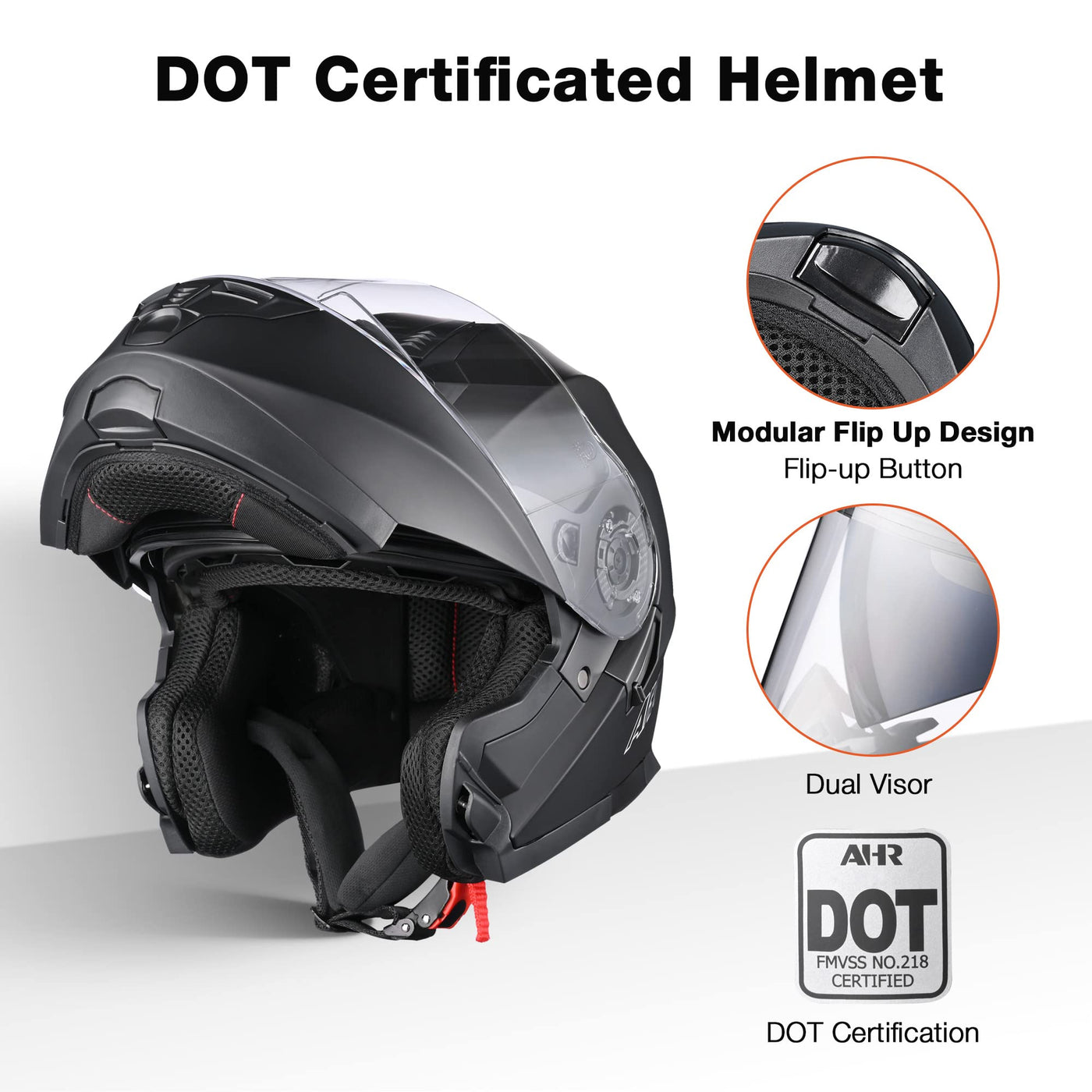 Ahr Motorcycle Helmet Dual Visor Modular Flip Up Full Face Helmet Dot – Carkart Ahr Motorcycle Helmet Dual Visor Modular Flip Up Full Face Helmet Dot – Carkart
