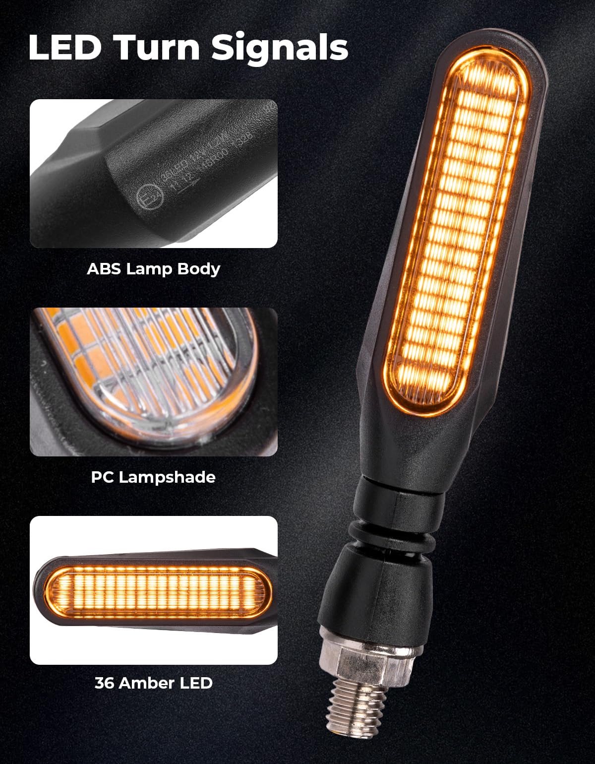 KEMIMOTO Motorcycle Turn Signals Light, 12V Universal Motorcycle Turning Indicators, 36 LED Bulbs for Motorbike Scooter Cruiser