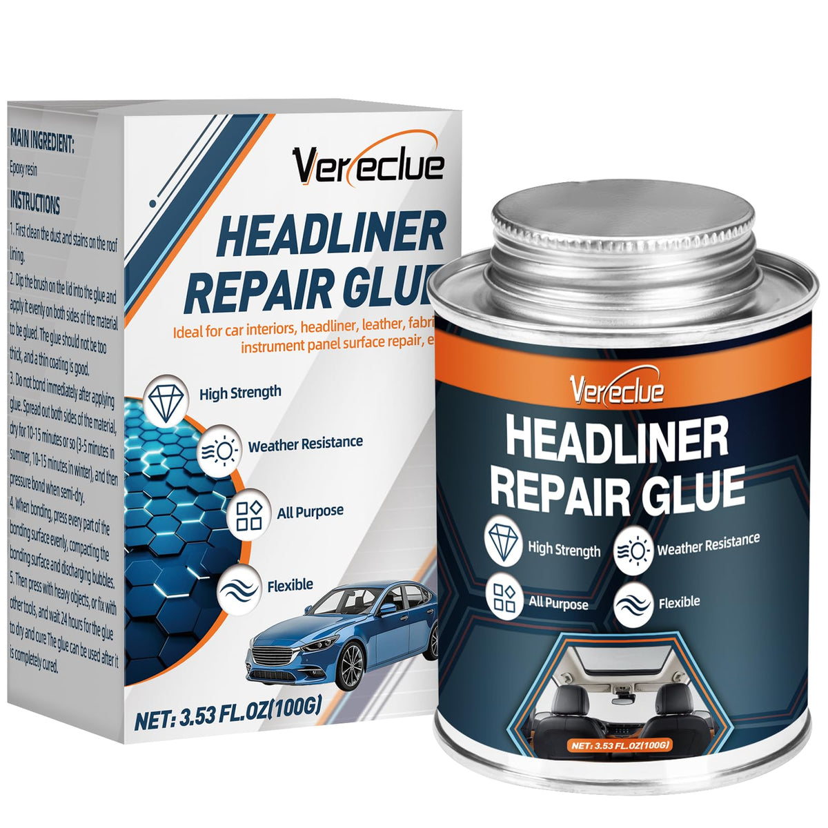Headliner Repair Glue 3.53OZ, Flexible Car Roof Liner Adhesive, Strong Upholster WBCARB0F42WV7ZG