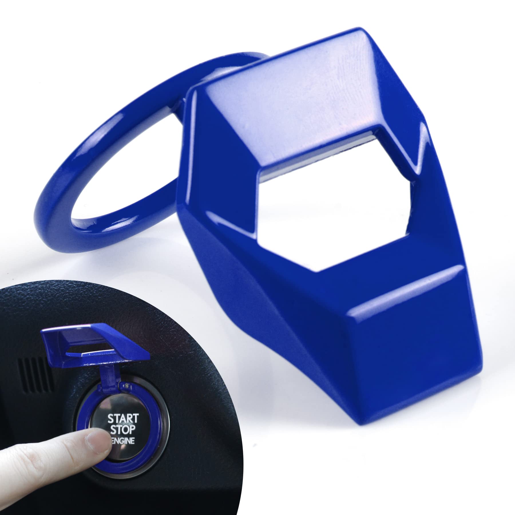 Singaro Universal Engine Start Stop Button Cover, Car Power Control Zinc Alloy Trim, One Button Start Button Cover Interior Accessories(Blue)