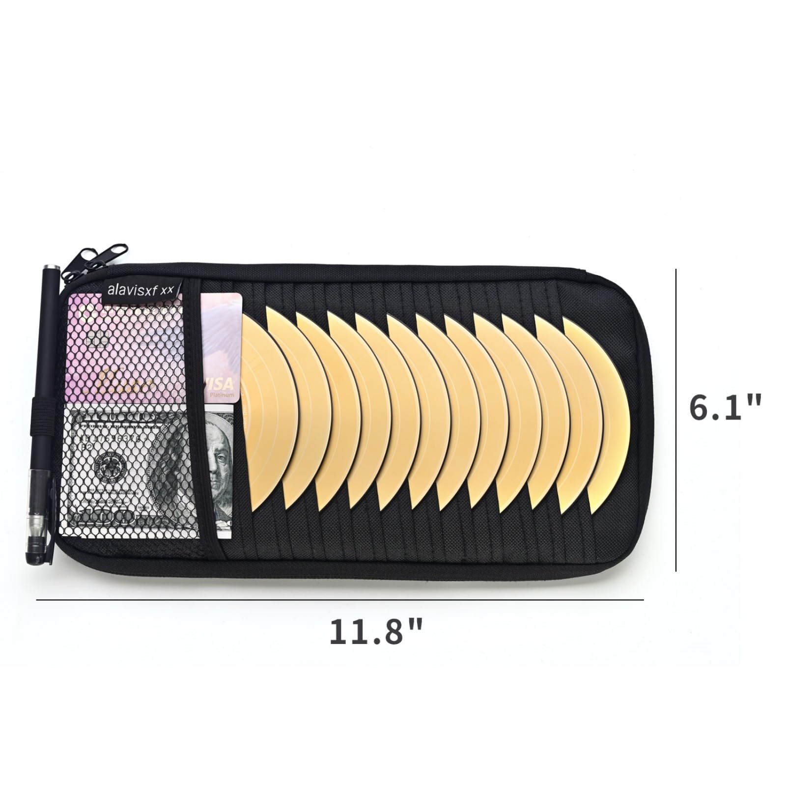 Alavisxf Xx Car Cd Holder, Dvd Vehicle Visor Storage Organizer, Large Capacity Cd Visor Case With 12 Sleeves, 1 Mesh Pocket, 1 P