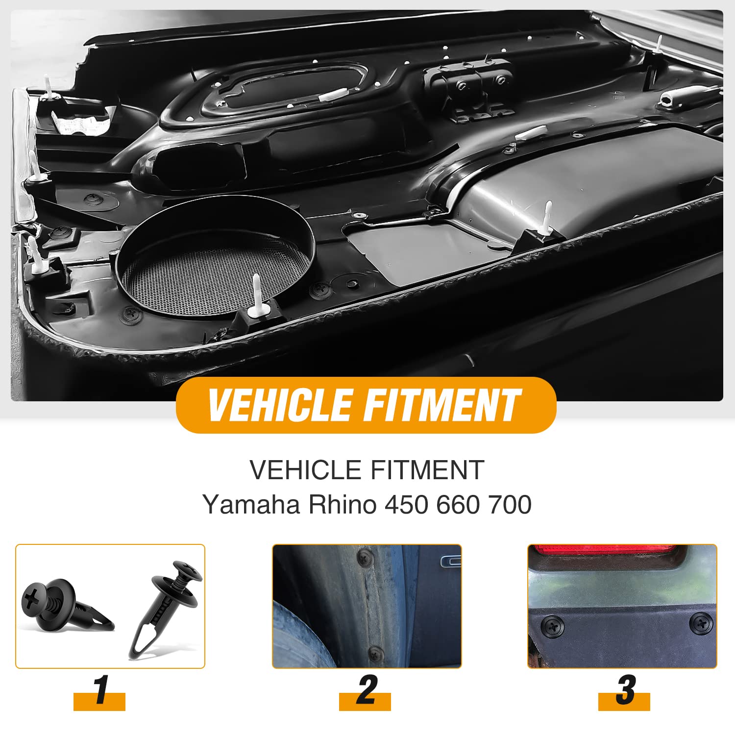 Gooacc 100Pcs Bumper Rivet Clips Fastener Screw For Yamaha Rhino 450 660 700 Grizzly 600 Body Fender Hood Fuel Tank Panel Push F