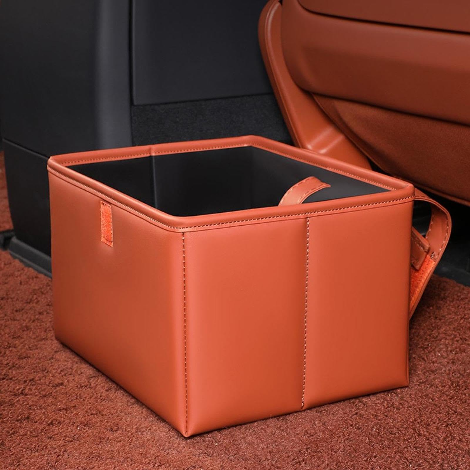 CALANDIS Foldable Back Seat Car Trash Bin Portable Tear Resistant with Hanging Straps Orange | Seat Covers | Interior | Car & Tr