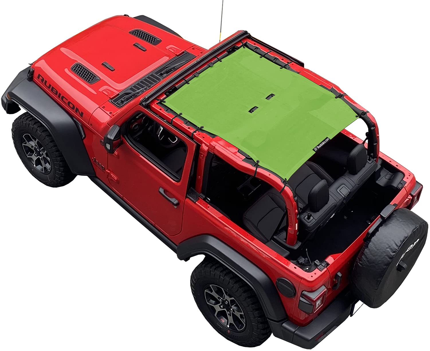 Shadeidea Sunshade Top For Jeep Wrangler Jl 2 Door (2018-2023) Top Sun Shade Front And Rear - Green Mesh Screen Soft Top Sunroof