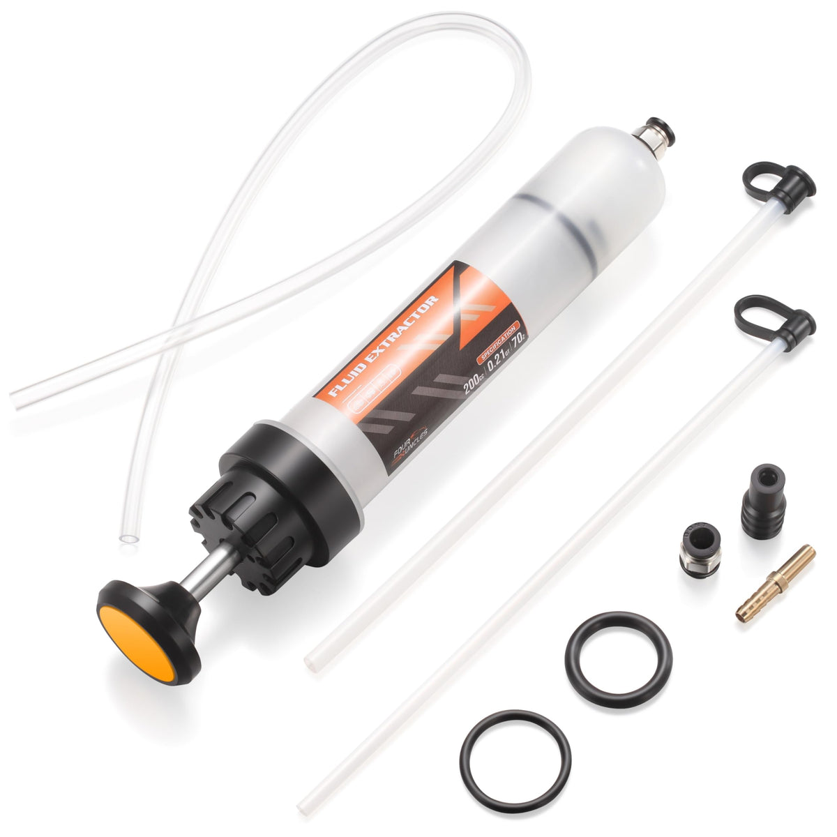 Four Uncles 200Cc Fluid Extractor & Fill Pump For Automotive Use - Oil Syringe With A 23'' Hose & Two 12'' Extension Tubes For E