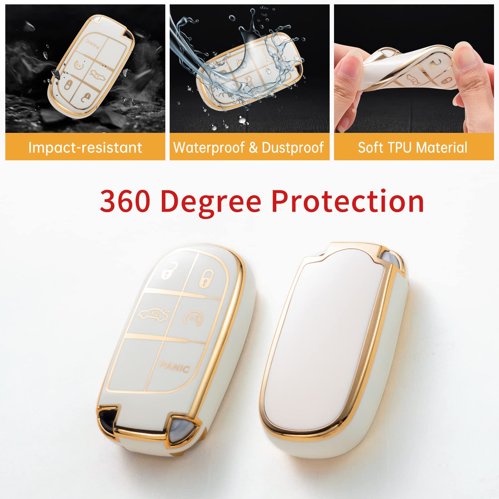 Gematay For Jeep Key Fob Cover With Keychain Lanyard Compatible With Grand Cherokee Renegade Wrangler Patriot Grand Commander Sm