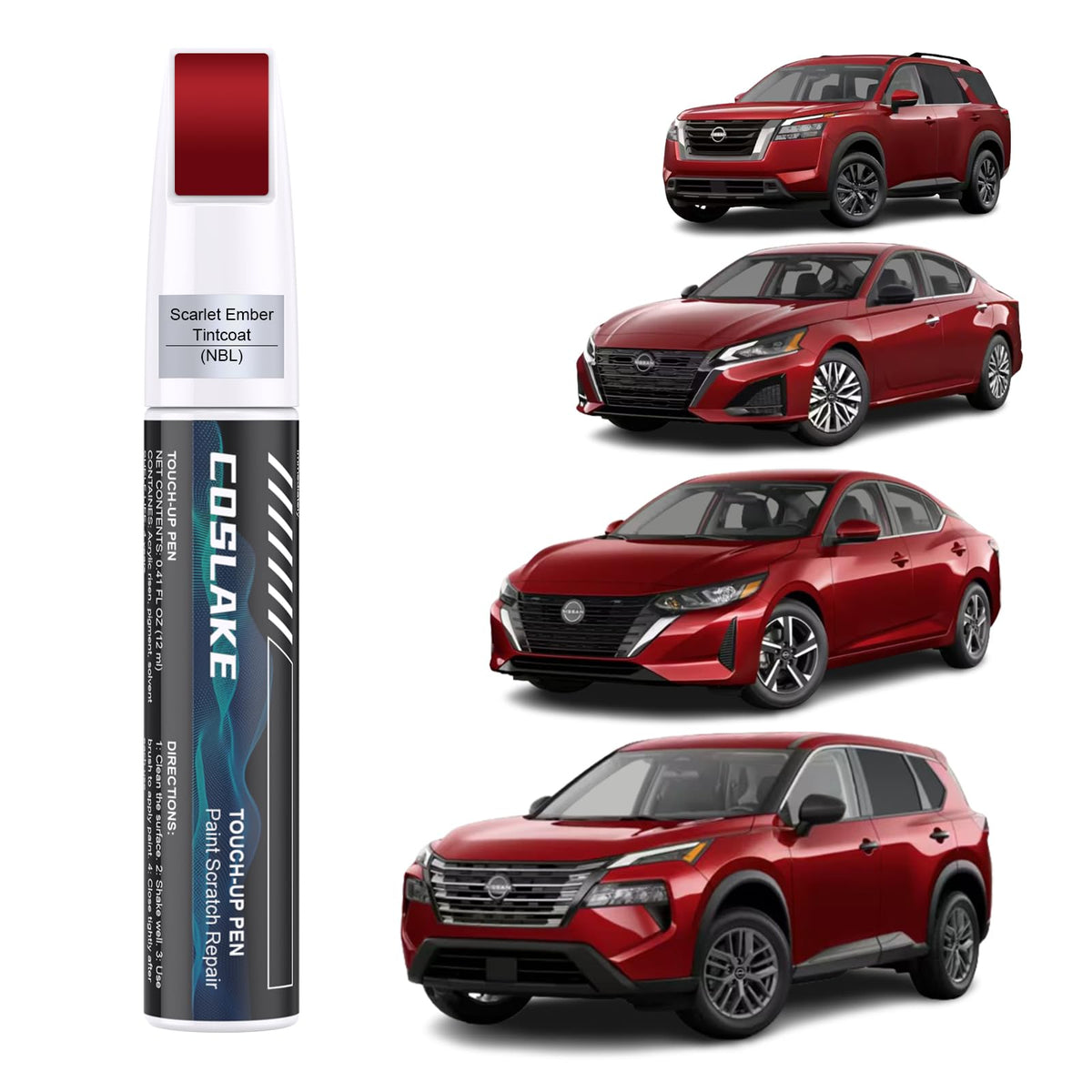 COSLAKE Car Touch Up Paint(Scarlet Ember Tintcoat(NBL)) for Nissan, Car Paint Scratch Repair Kit, Quick & Easy Solution to Repai