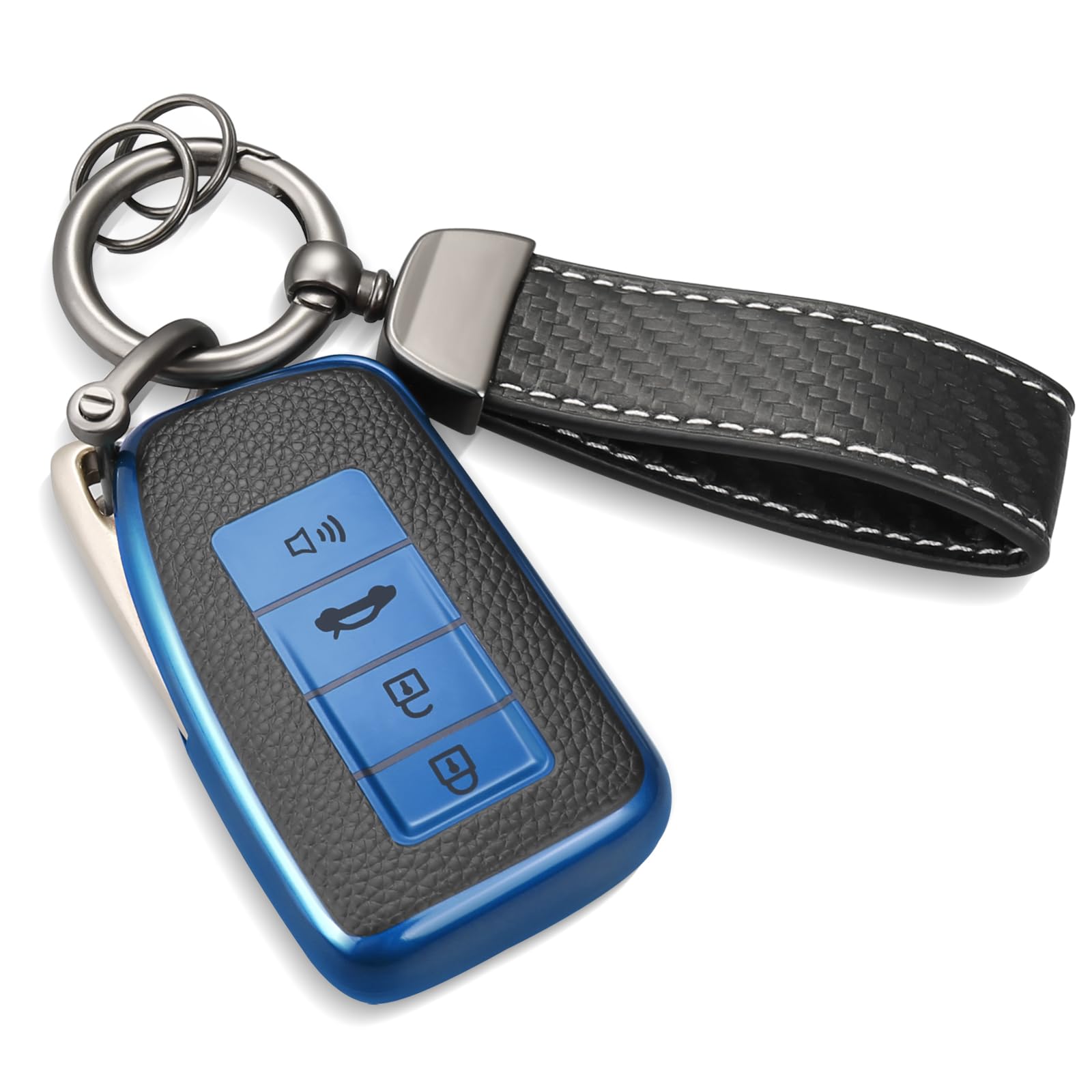 Ctrinews For Lexus Key Fob Cover With Carbon Fiber Style Belt Keychain, Upgraded Tpu Surface Grain Case For Gs Es Is Is-F Rc Rc-