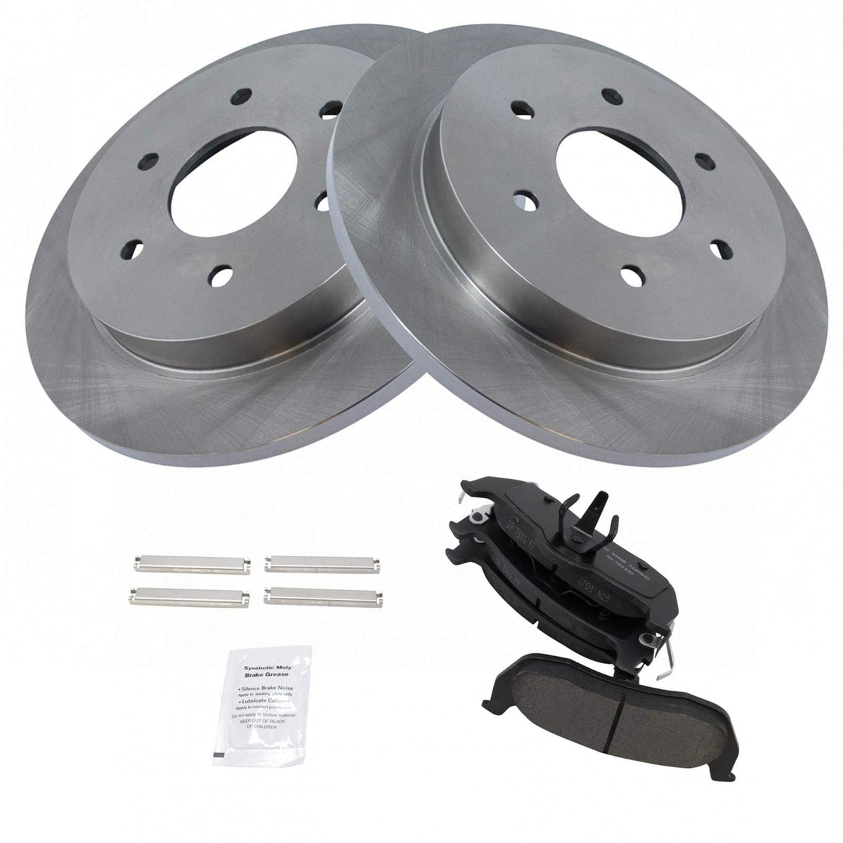 TRQ Rear Brake Pad & Rotor Kit Brake Pads Brake Rotor Ceramic Compatible with 2004-2010 INFINITI QX56 2005-2015 Nissan Armada 20