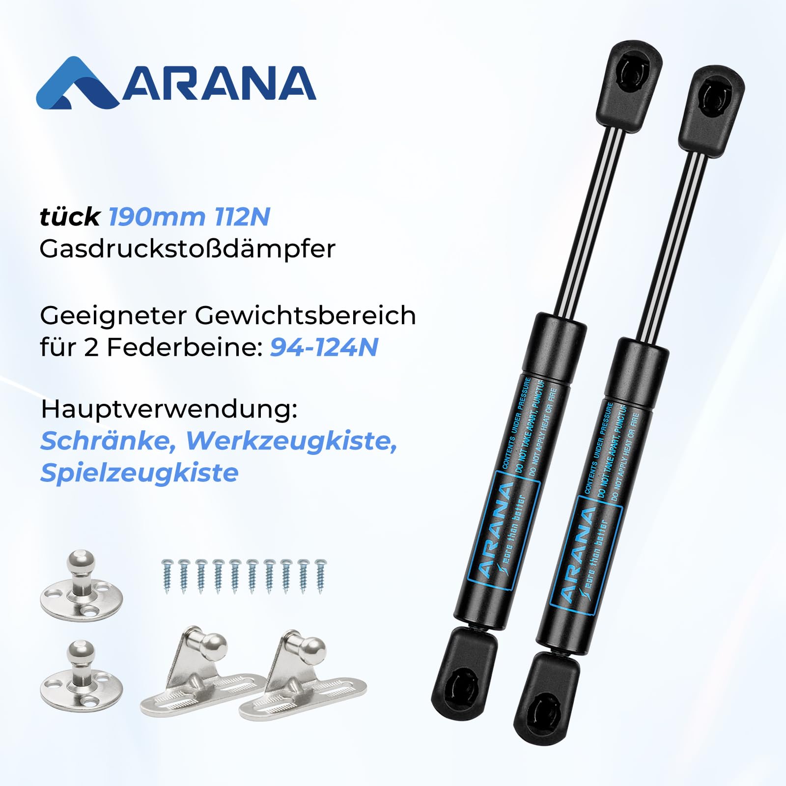 ARANA 4053 7.5 inch 25 lb/111 N Gas Strut, 8 inch Gas Spring Shock Lift Support for Sentry Safe Door Replacement RV Cabinet Sent