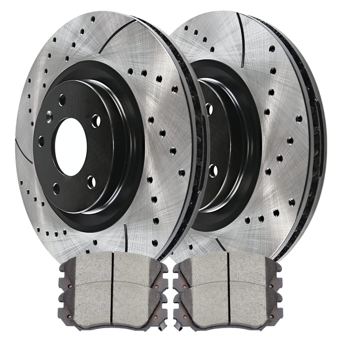 Autoshack Front Drilled And Slotted Brake Kit Rotors Black And Performance Ceramic Pads Pair Of 2 Driver And Passenger Side Replacement For Gmc Terrain Chevrolet Impala 2010-2017 Equinox Perf651761421