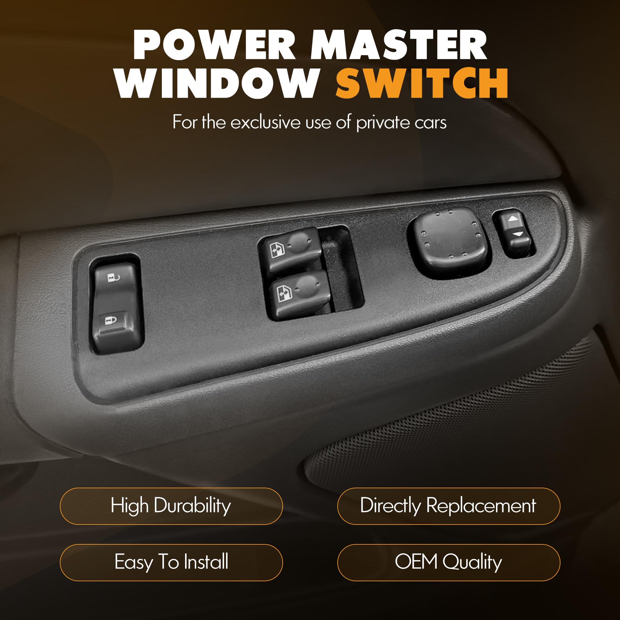 15883318 Front Driver Side Door Lock and Window Power Switch & Black Bezel Assembly, Fit for 2003-2007 Chevrolet Silverado, 2003