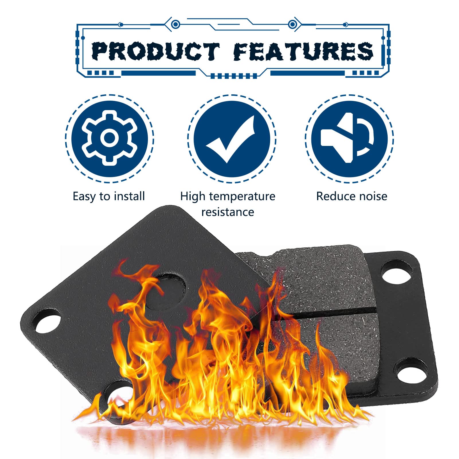 Locopow Front And Rear Brake Pads For Yamaha Kodiak 400 450 2000 2001 2002 2003 2004 2005 Grizzly 400 450 2007 2008 2009 2010 Wolverine 450 Big Bear 400 Yfm400 Yfm450