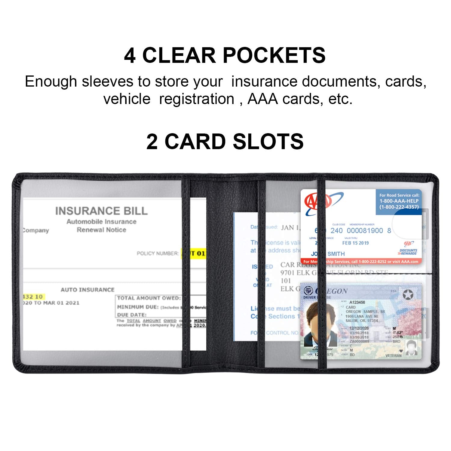 Cacturism Car Registration And Insurance Holder, Vehicle Glove Box Car Organizer Men Women Wallet Accessories Case For Cards, Es