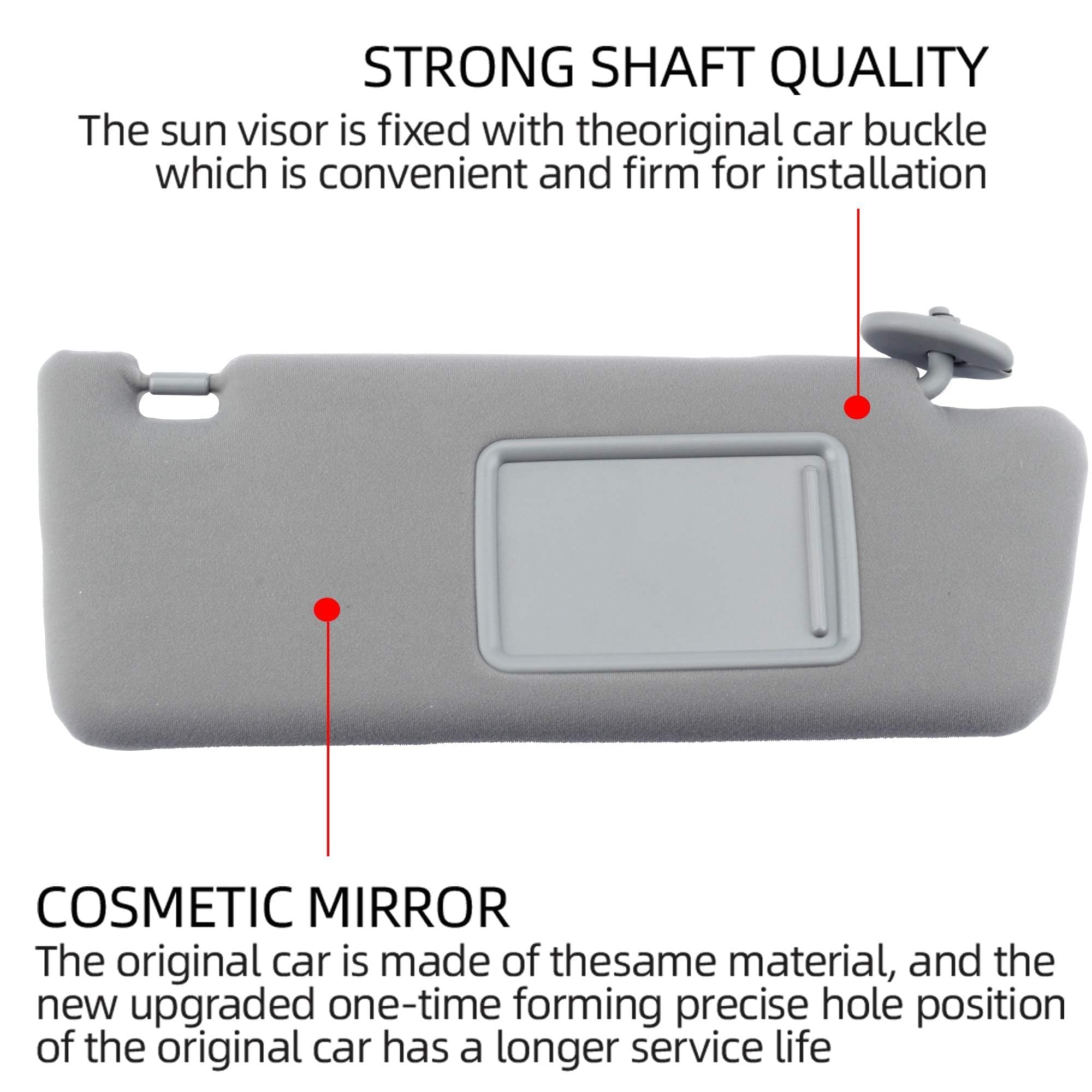 Dasbecan Right Passenger Side Sun Visor Compatible With Toyota Tacoma 2005 2006 2007 2008 2009 2010 2011 2012 2013 2014 2015 Vis
