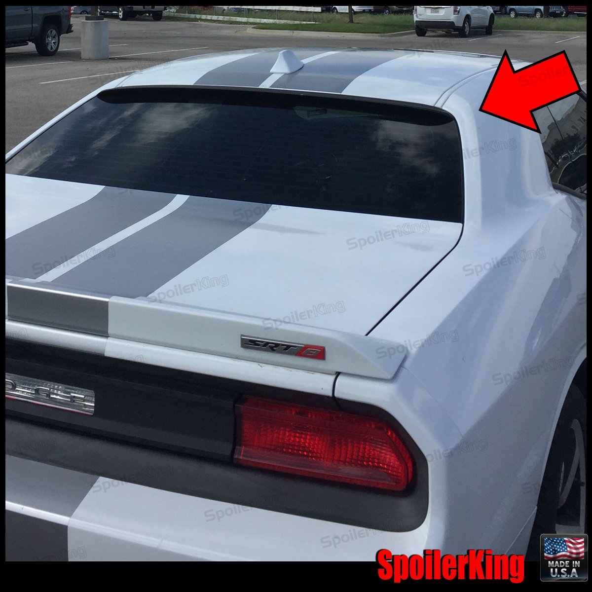 Spoiler King Rear Window Roof Spoiler for Dodge Challenger 2008-2023, Black, Polyurethane Rubber