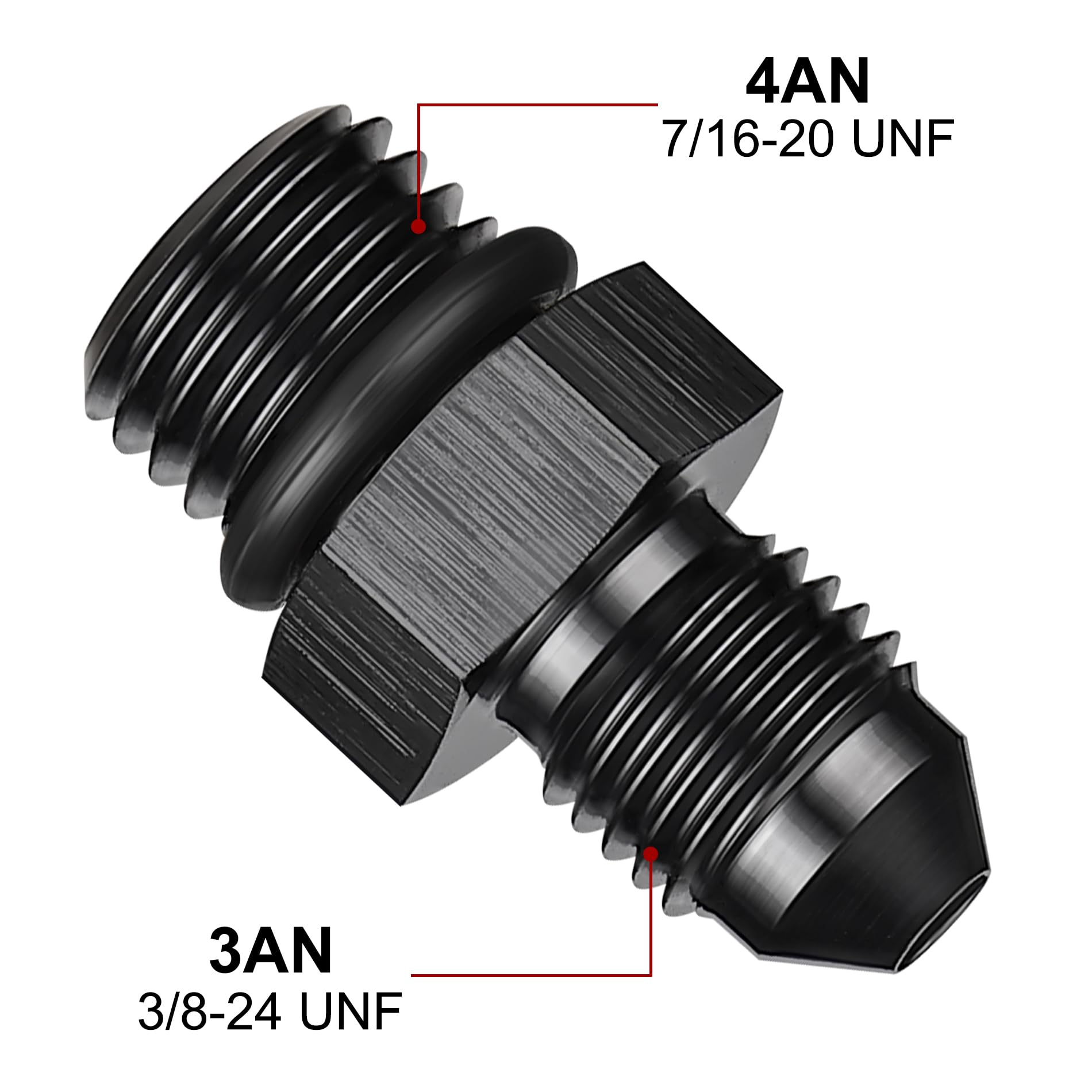 Evil Energy 3An Flare To An4 Orb Male O-Ring Fitting Adapter