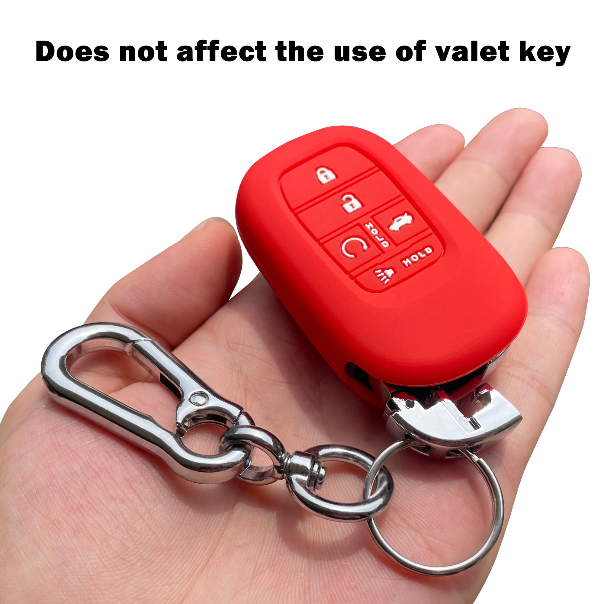 Tandrive Key Fob Cover For (5 Buttons) Honda 2022 2023 2024 2025 Civic Accord Hr-V Pilot Cr-V, Silicone, 2-Pack, Black Red