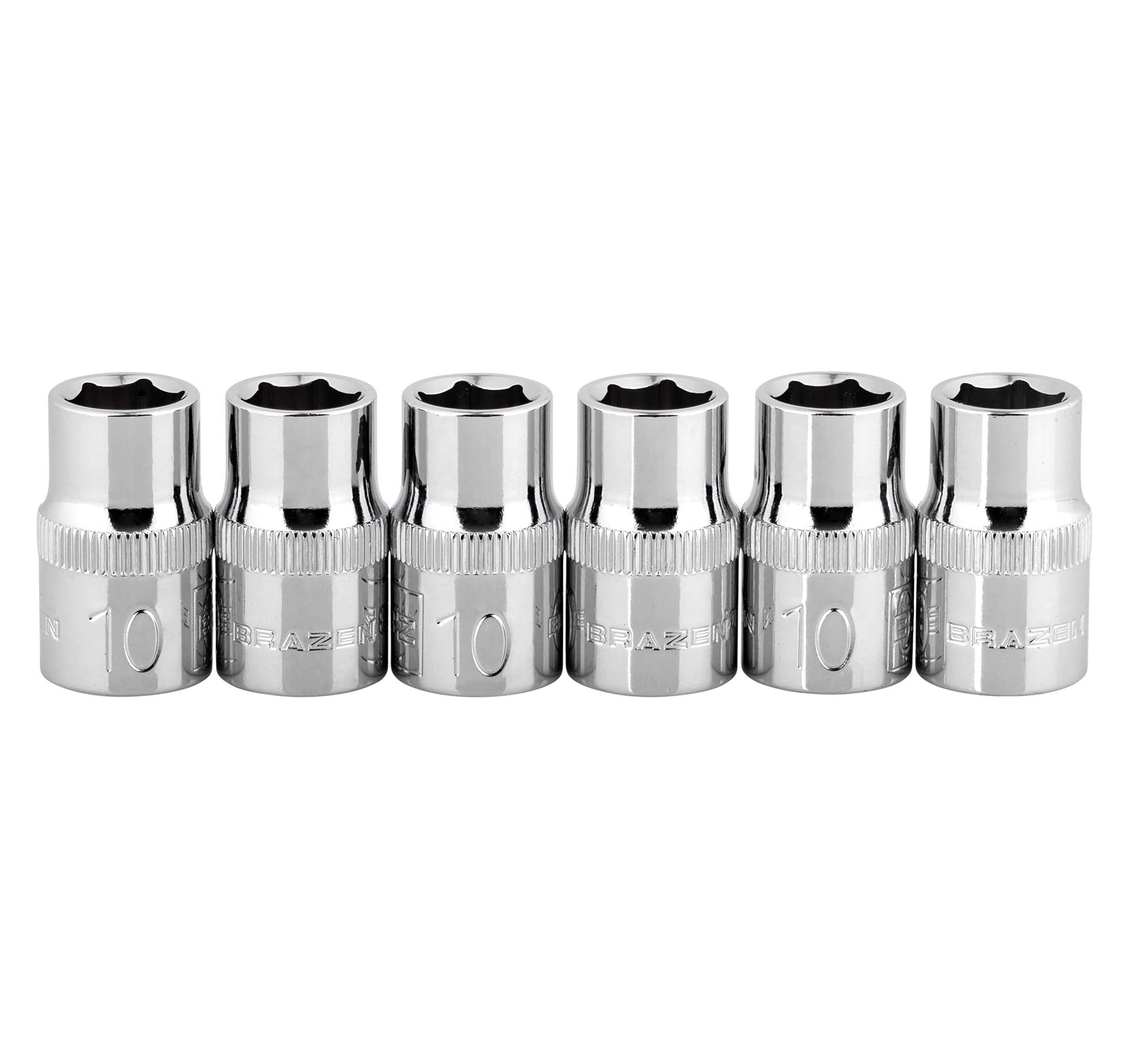 Brazen 10Mm Socket Six Pack (3/8' Drive, 6Pt, Shallow)