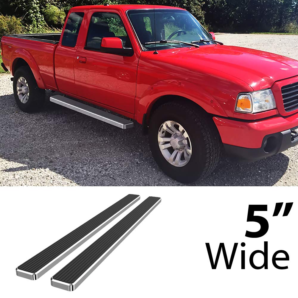 Hd Ridez Steel Running Board 5' Polished Compatible With Ford Ranger Mazda B-Series 1999-2011 Super Cab 4-Door (Nerf Bar Side Steps Side Bars)
