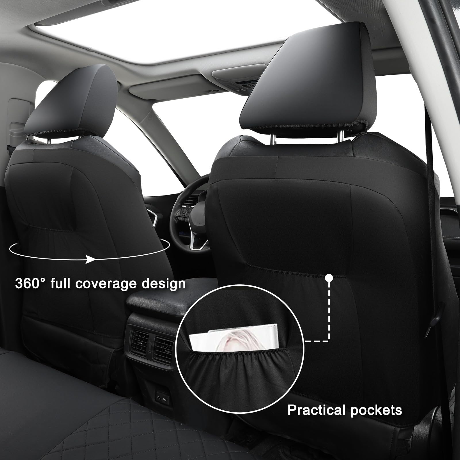 GIANT PANDA Custom Fit 2 Pack Front Car Seat Covers Fit for Toyota Corolla 2020 2021 2022 2023 2024 2025 Corolla Hybrid (LE,SE,X