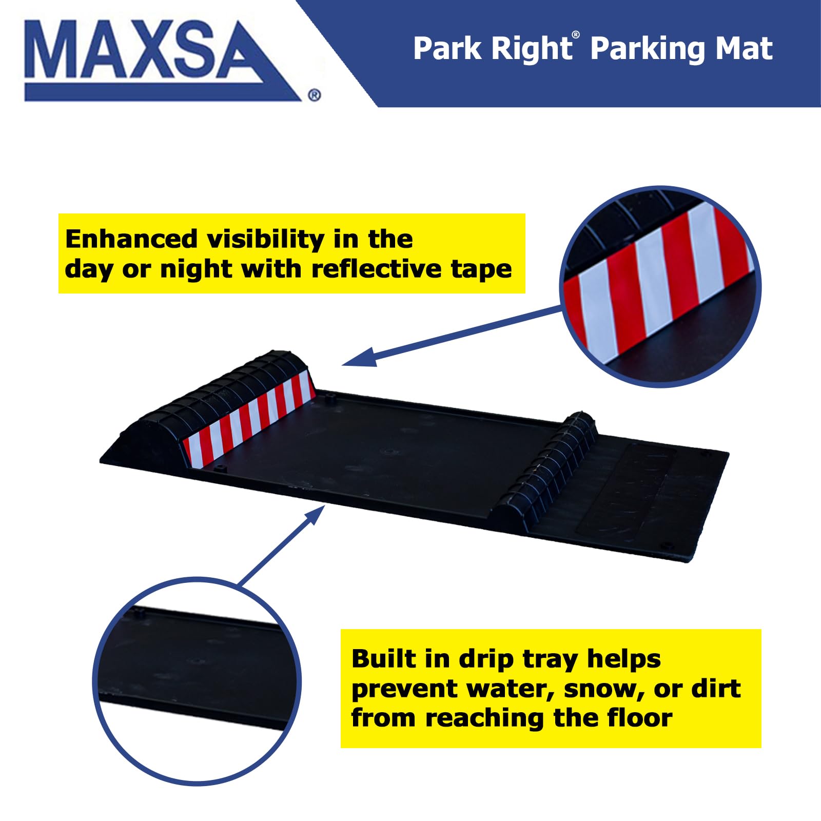 Maxsa 37358-RS Park Right 21'' x 11'' x 2'' Parking Mat, Black
