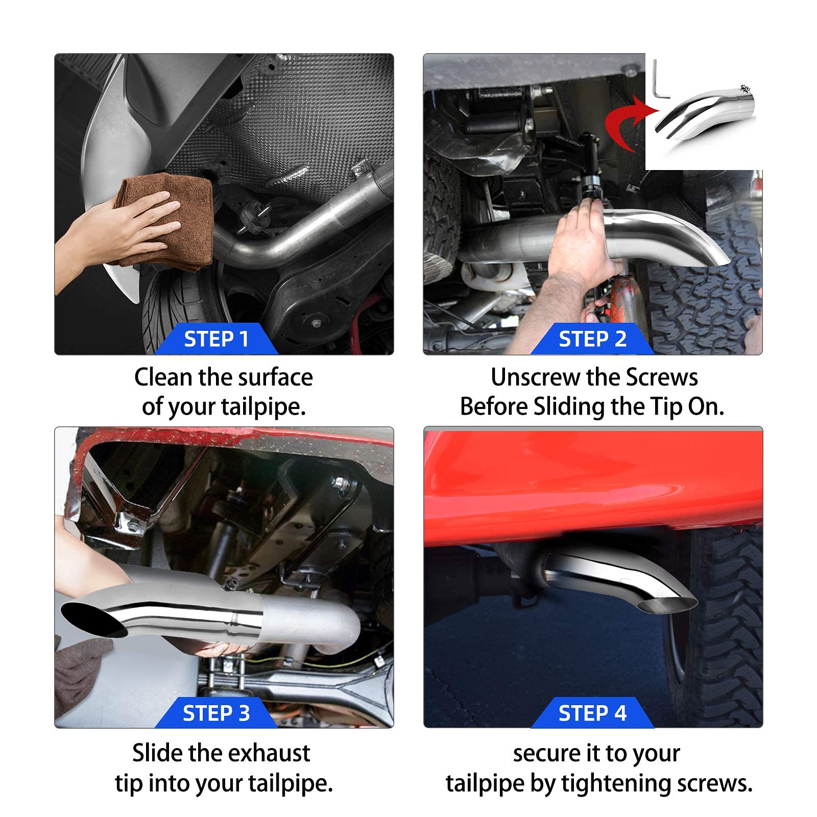 Autosaver88 5 Inch Inlet Exhaust Tip, 5 Inlet 5 Outlet 15 Overall Length Stainless Steel Exhaust Tips Chrome Polished Tailpipe