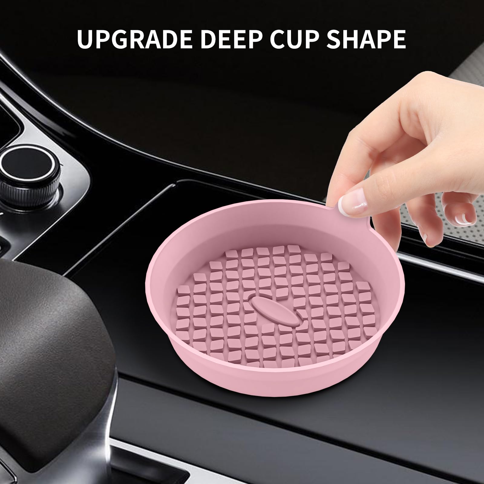 Me.Fan Car Cup Holder Coasters [4 Pack] Silicone Cups Mats, Automotive Universal Non-Slip Recessed Interior Accessories Dusty Ro