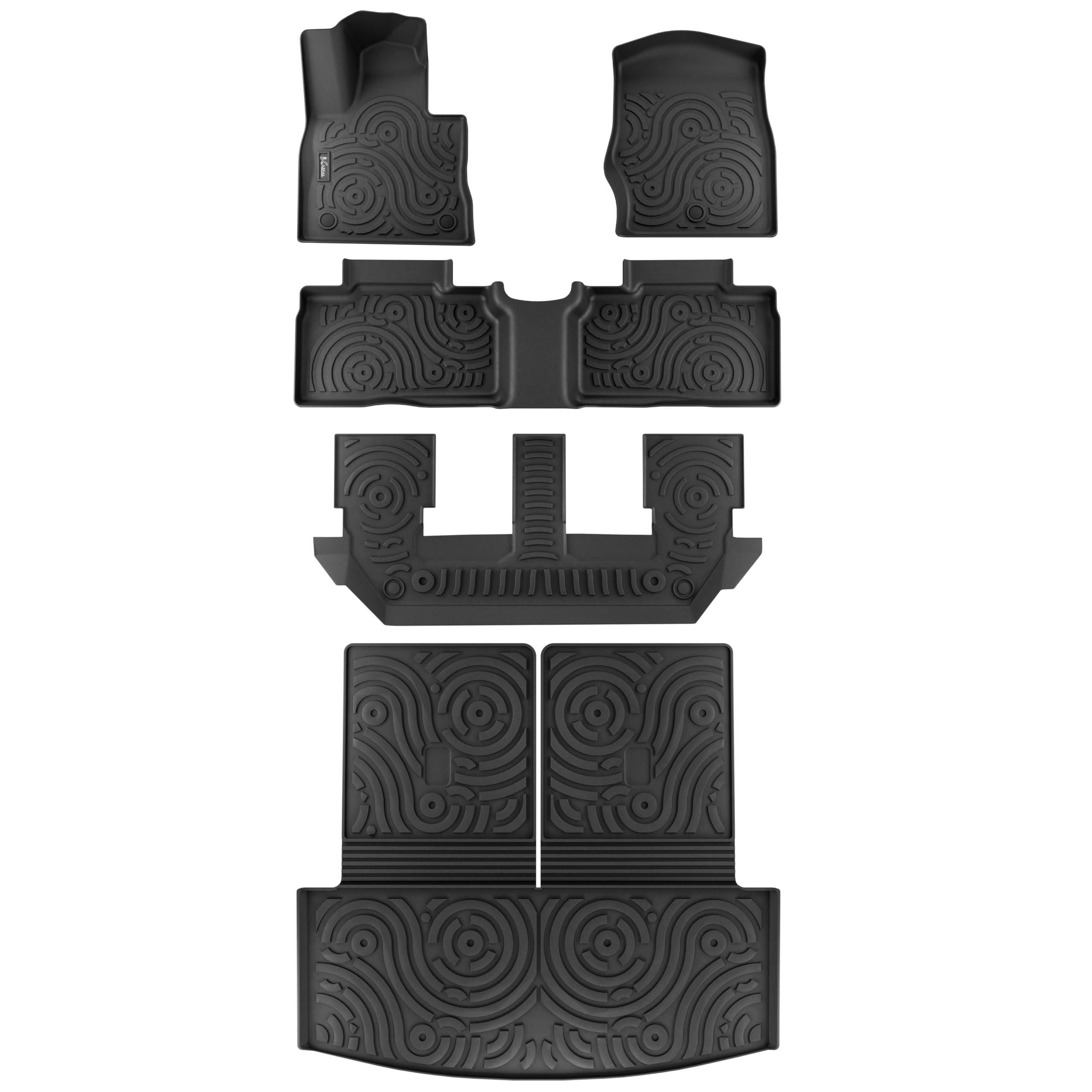 Karpal Floor Mats Cargo Mats Fit For 2020-2024 Ford Explorer (Only For 7 Seaters), Custom Fit Front & 2Nd & 3Rd Row Liners & Car