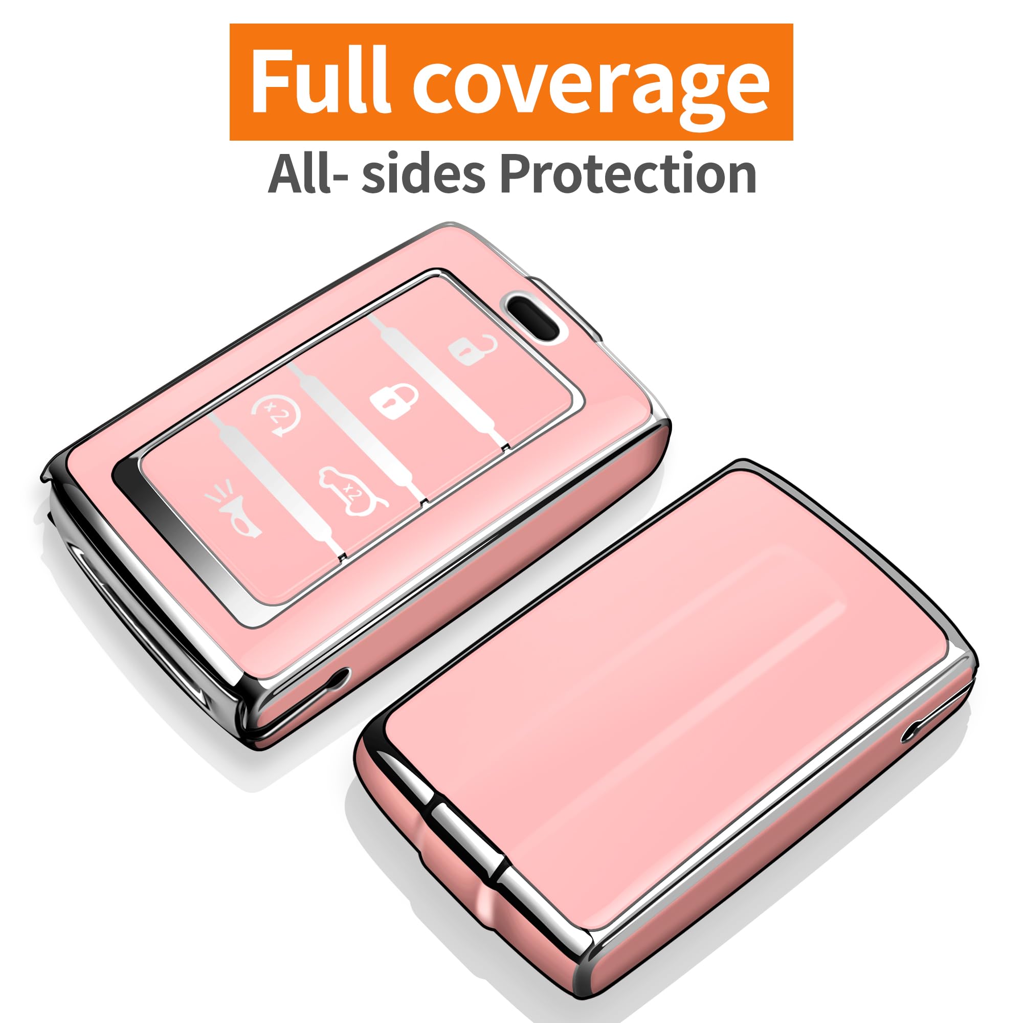 Sindeda for Jeep Key Fob Cover with Keychain Soft Full Protection Key Shell Compatible with Grand Cherokee L Grand Wagoneer 2021