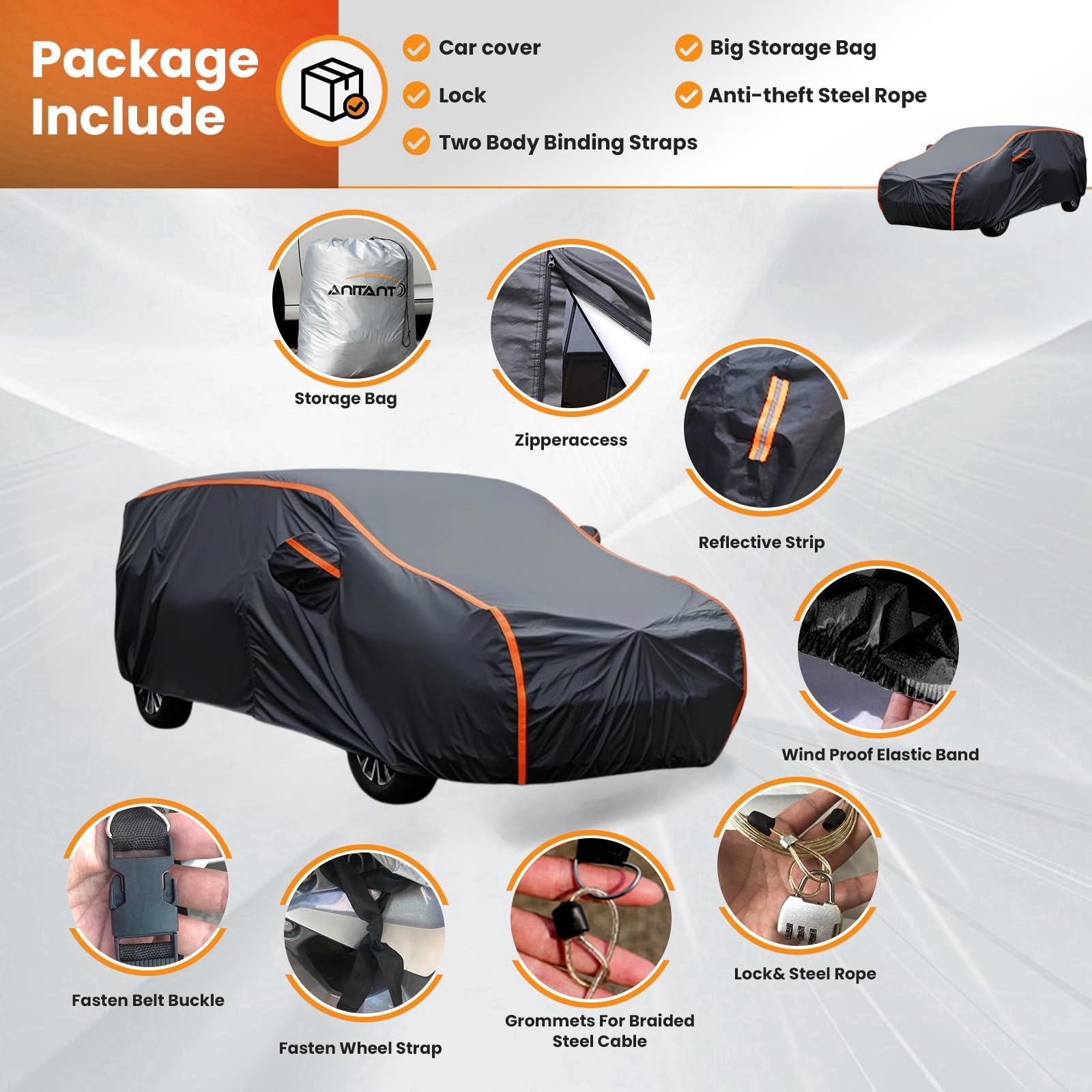 Lightweight Mini Van Cover Large Outdoor Car Cover Waterproof All Weather Full Exterior Cover Fit Mpv Under 206''
