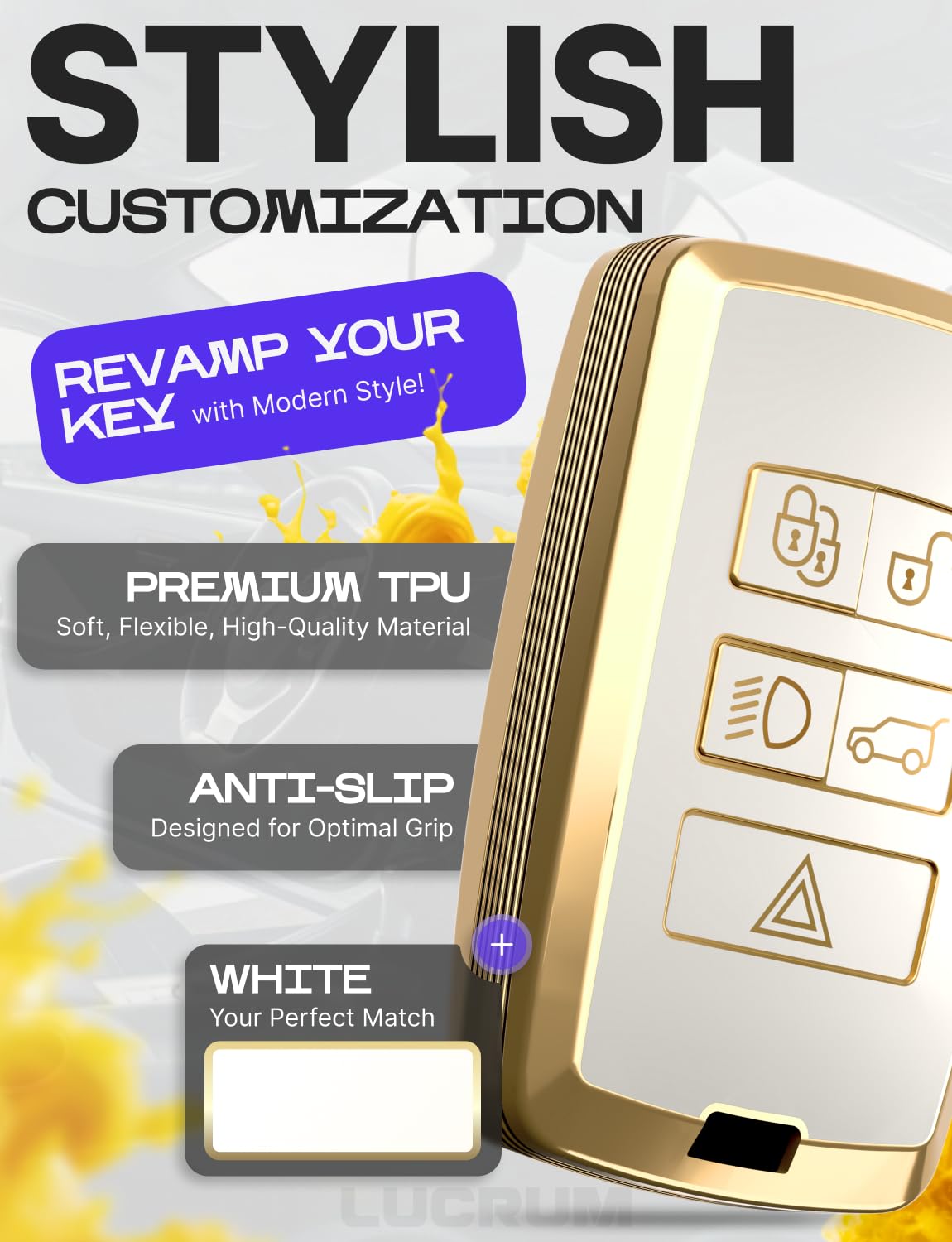 For Range Rover Key Fob Cover And Leather Keychain, Full Cover Key Case For Jaguar Xe Xj Xf For Land Rover Sport, Velar, Evoque,