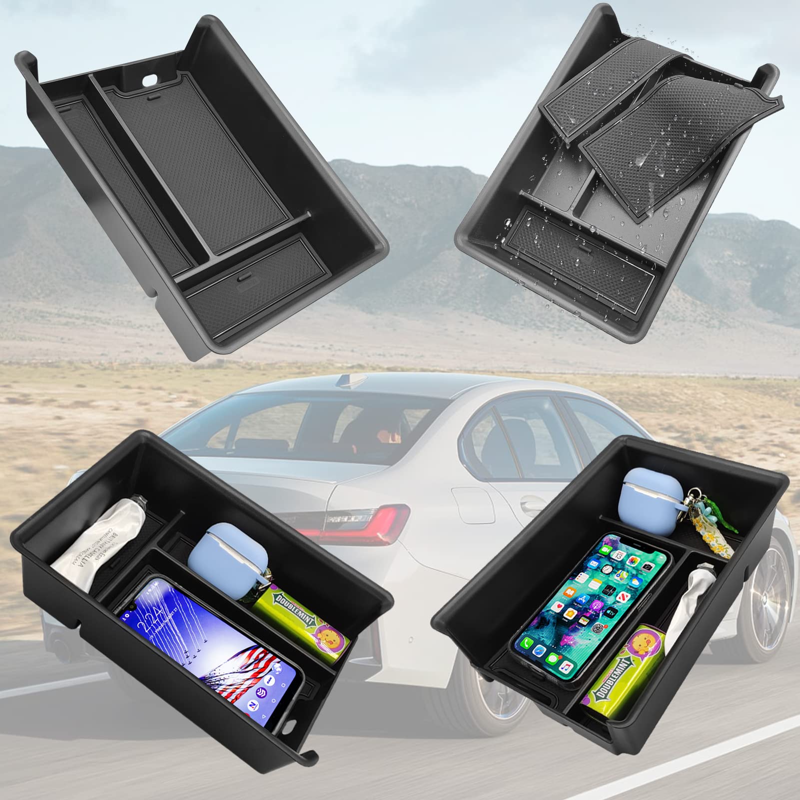 Jaronx Compatible With Bmw Center Console Organizer For 3 Series G20 2019-2024/4 Series G22 I4 G26 2021-2024, For Bmw 3 Series Console Organizer 2019-2024, I4/4 Series Console Storage Box 2021-2024