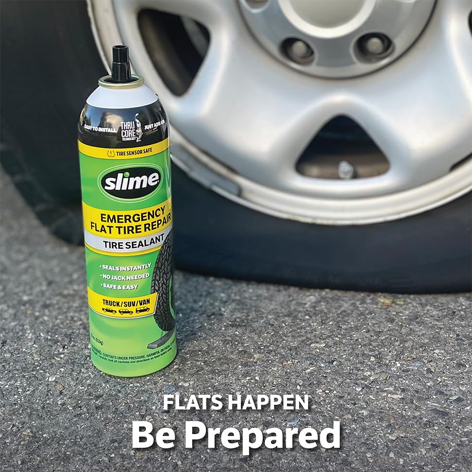 Slime 60187-6Pk Flat Tire Puncture Repair Sealant, Emergency Repair For Highway Vehicles, Suitable For Cars/Trailers, Non-Toxic,