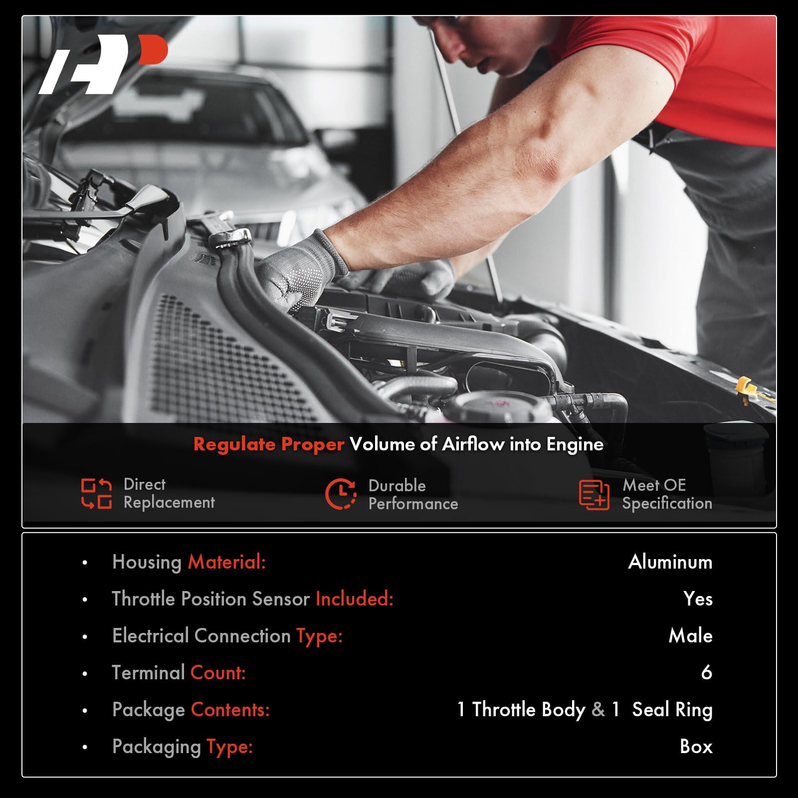 A-Premium Electronic Throttle Body Compatible with Honda Accord 2003 2004 2005, Element 2003-2006, 2.4L, Replace# 16400RAAA62, 16400RAAA61, 16400RAAA63