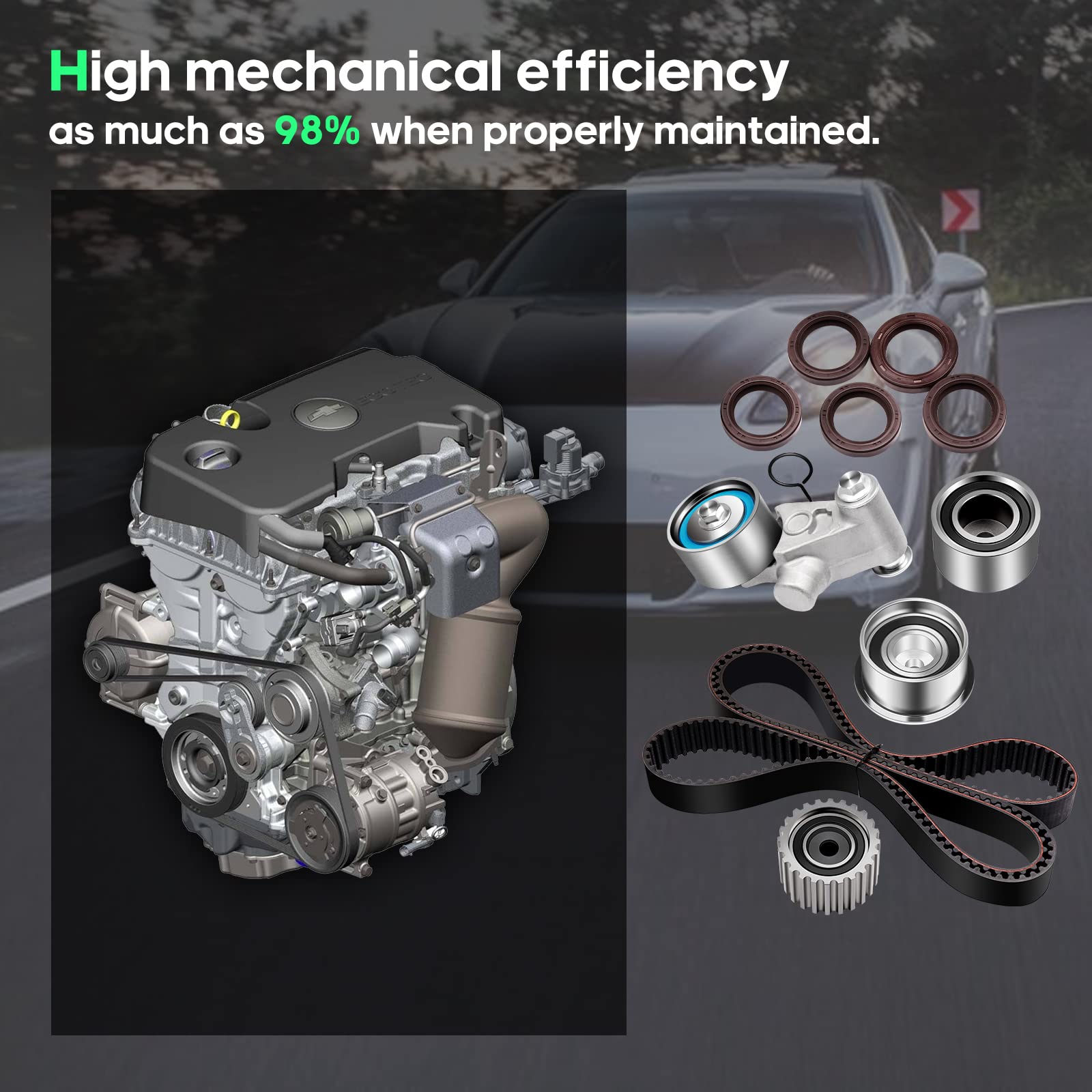 SCITOO TBK304 TS26304 TS26304 ITM304 Engine Timing Belt Kit Fits for 05 for Saab 9-2X 99-10 for Subaru Forester 99-11 for Subaru